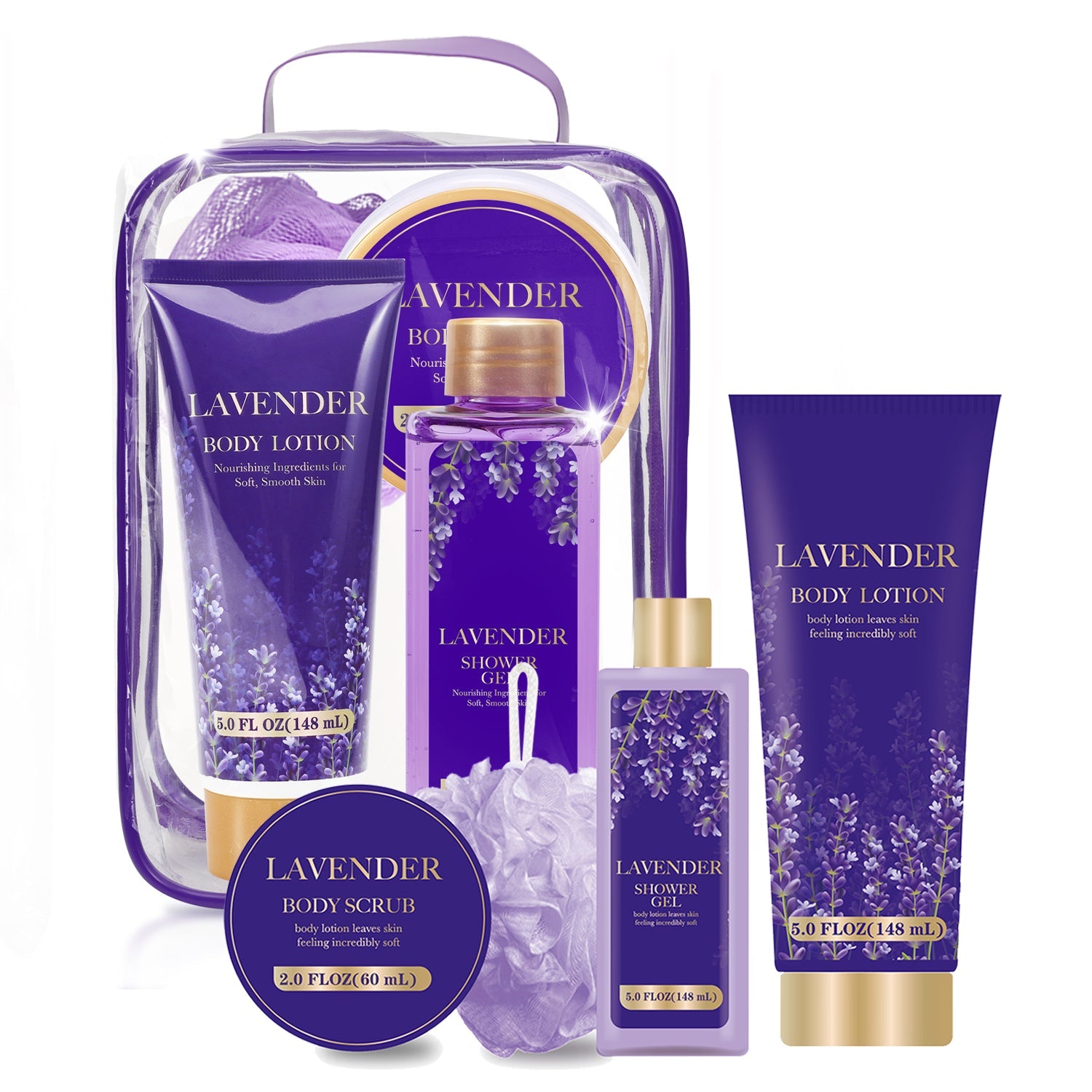 Body & Earth Bath Sets Body & Earth Bath Gift Sets for Women with Travel Bag, Lavender Scent for Mother&