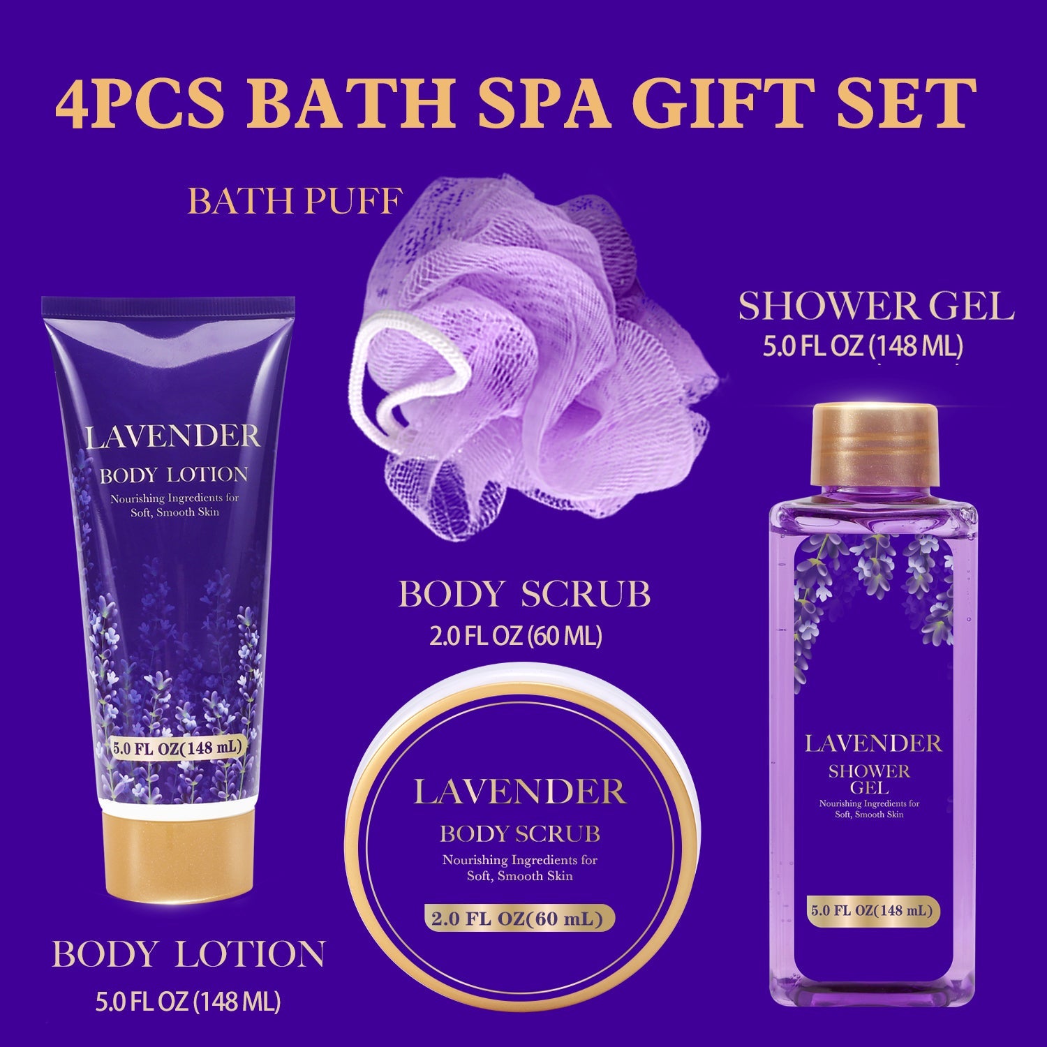 Body & Earth Bath Sets Body & Earth Bath Gift Sets for Women with Travel Bag, Lavender Scent for Mother&