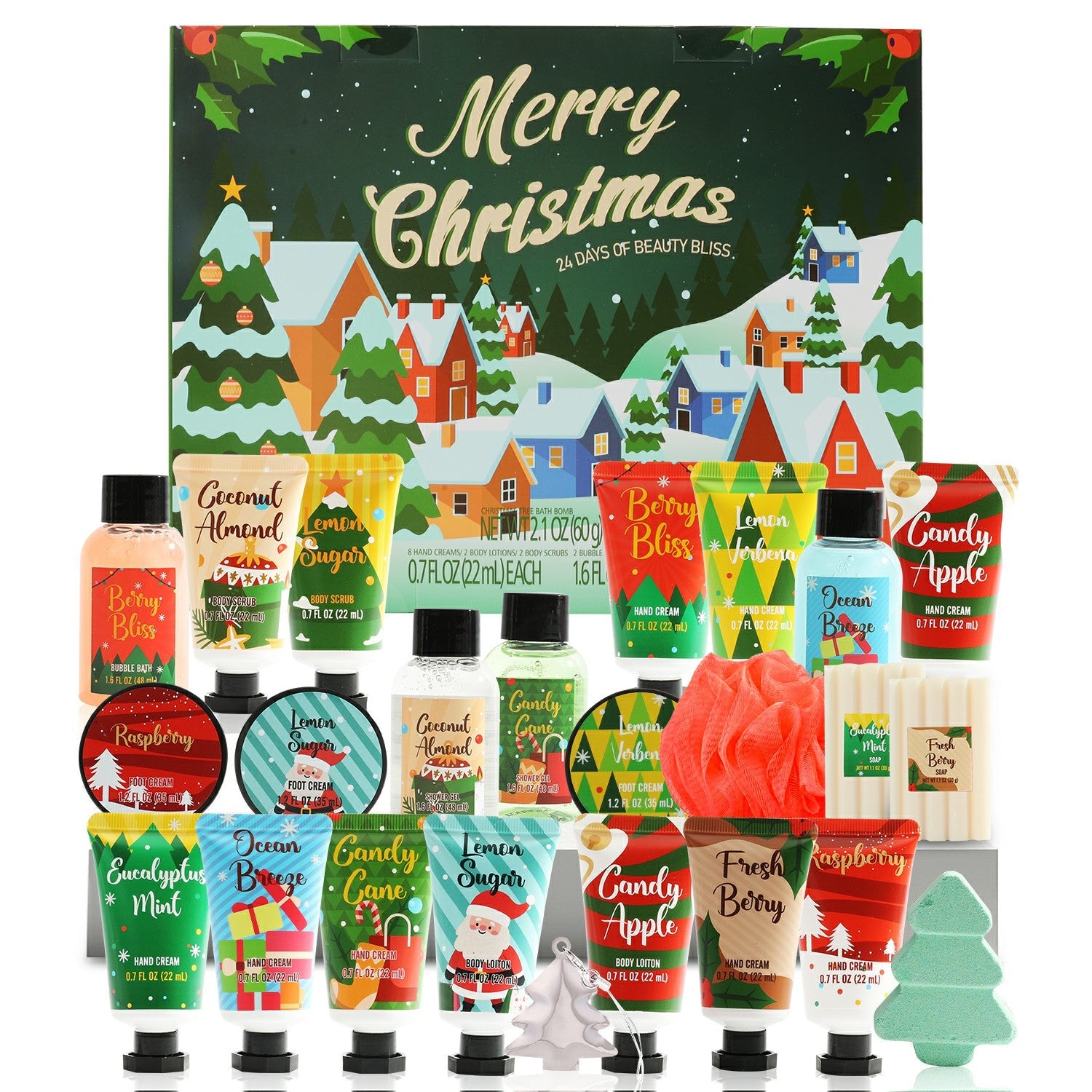 Body & Earth Christmas Gift Sets 24 pcs Xmas Countdown Advent Calendar Gift Baskets Set