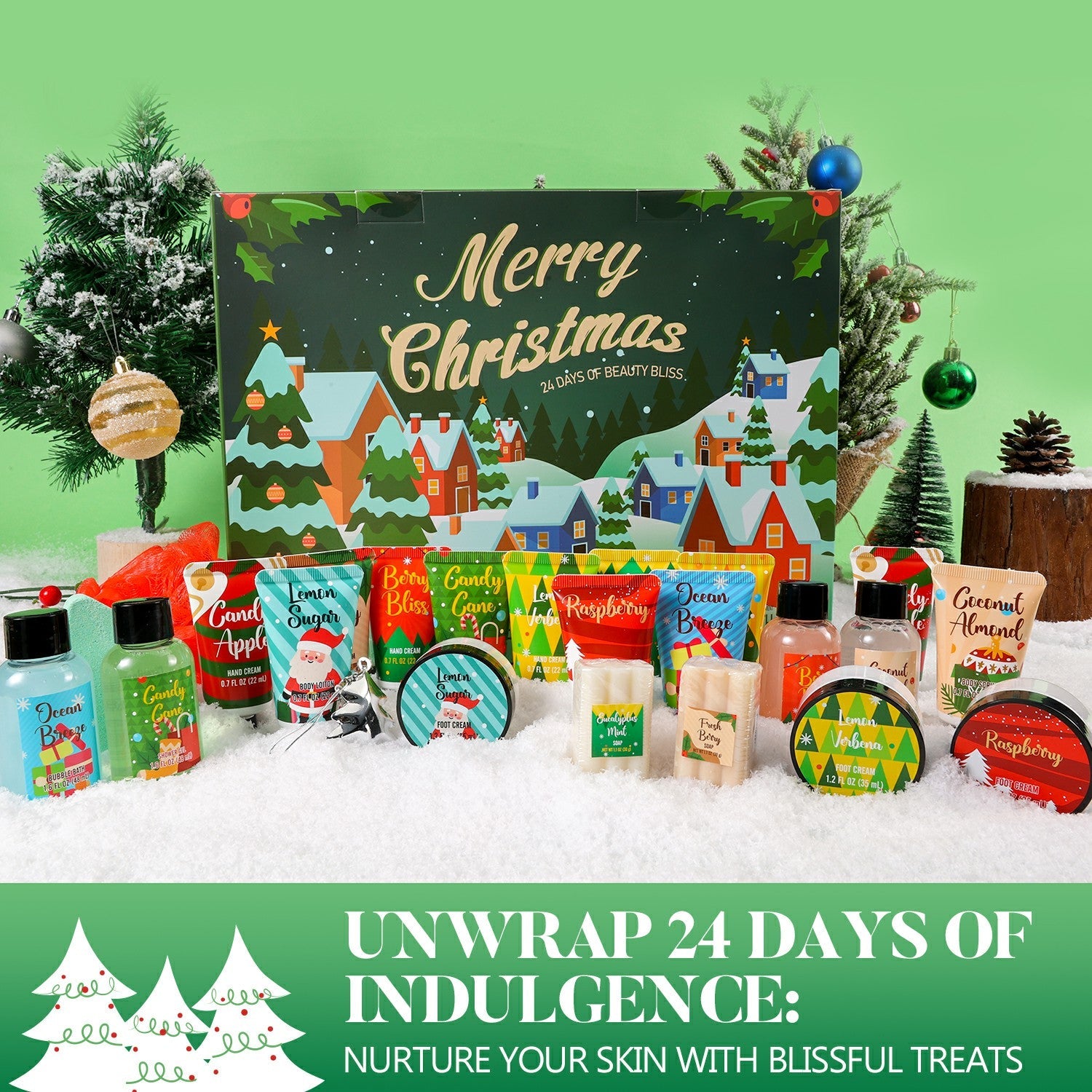 Body & Earth Christmas Gift Sets 24 pcs Xmas Countdown Advent Calendar Gift Baskets Set