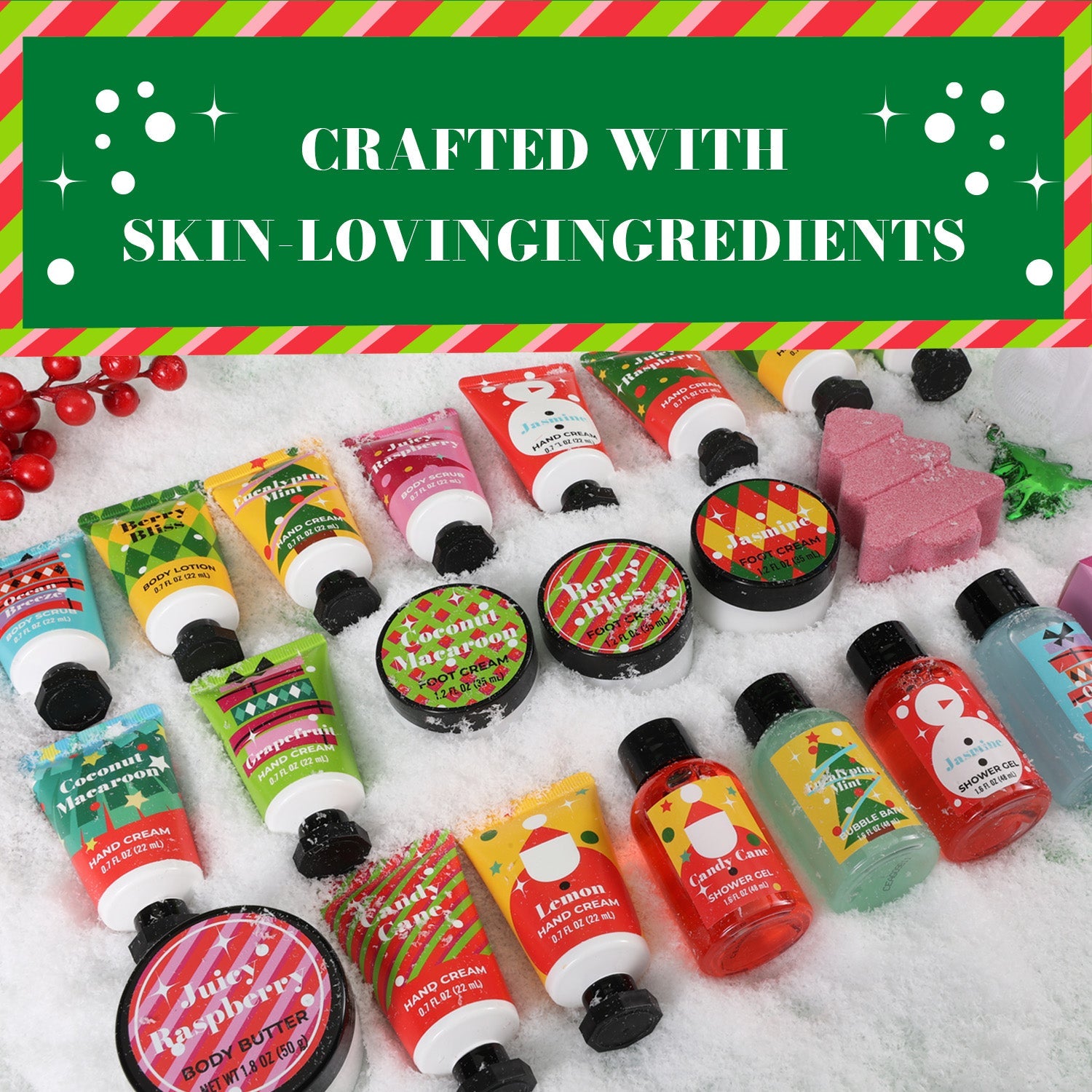 Body & Earth Christmas Gift Sets Advent Calendar with 24pcs Xmas Bath & Body Set