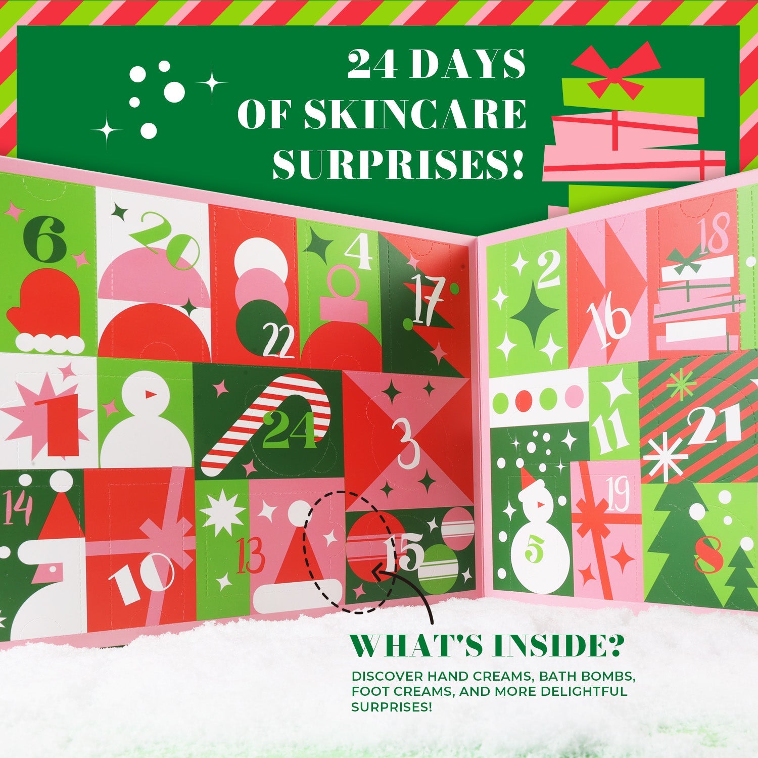 Body & Earth Christmas Gift Sets Advent Calendar with 24pcs Xmas Bath & Body Set