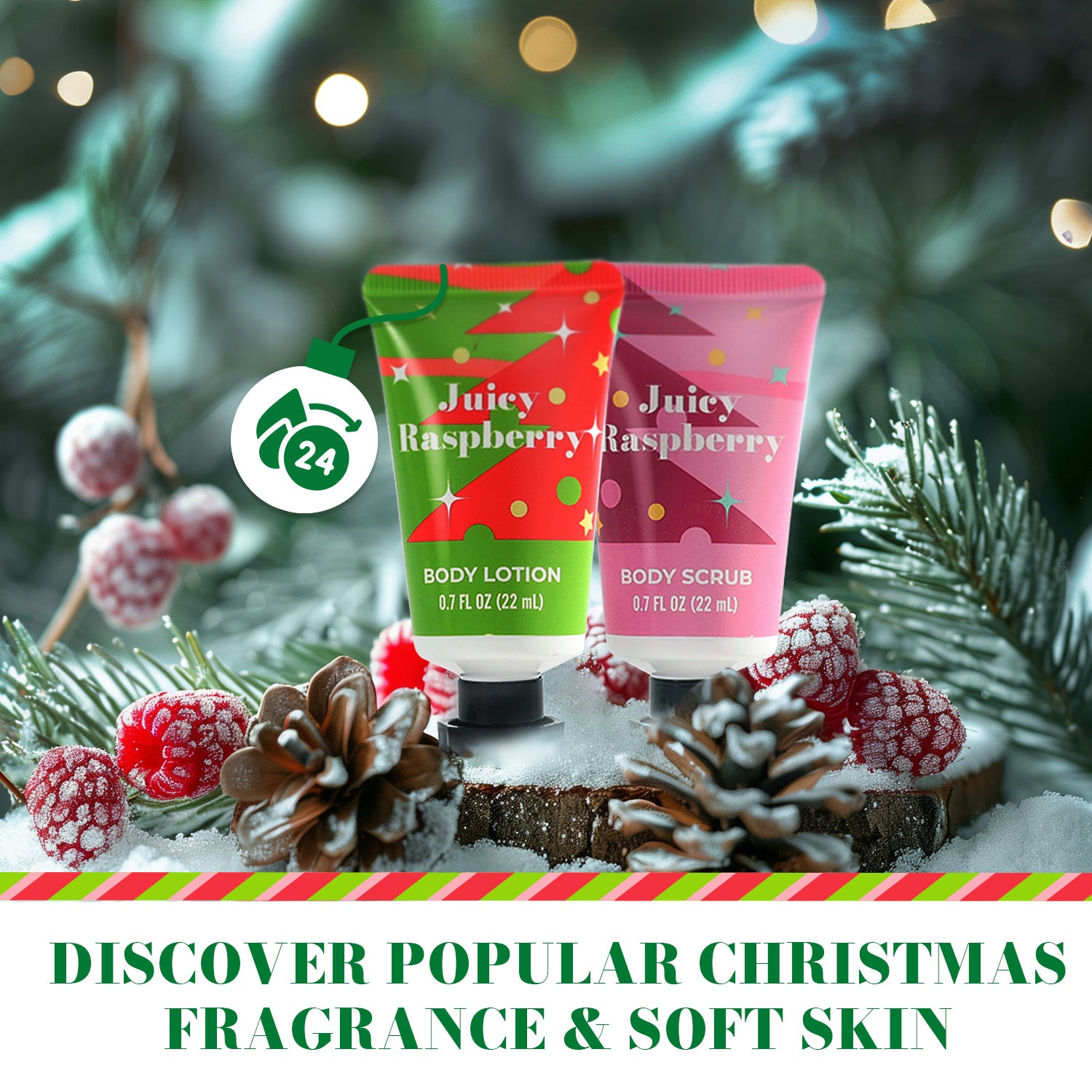 Body & Earth Christmas Gift Sets Advent Calendar with 24pcs Xmas Bath & Body Set