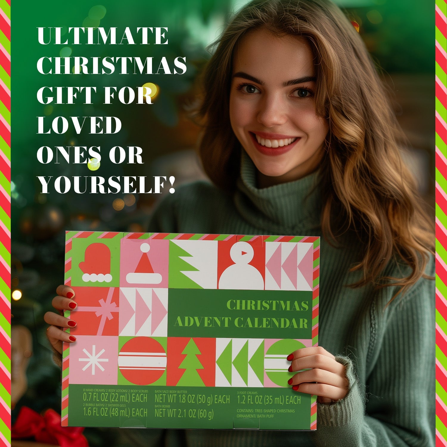 Body & Earth Christmas Gift Sets Advent Calendar with 24pcs Xmas Bath & Body Set