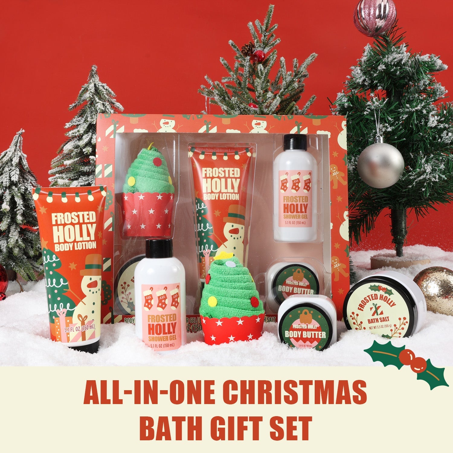 Body & Earth Inc 5 Pcs Christmas Bath Gift Set