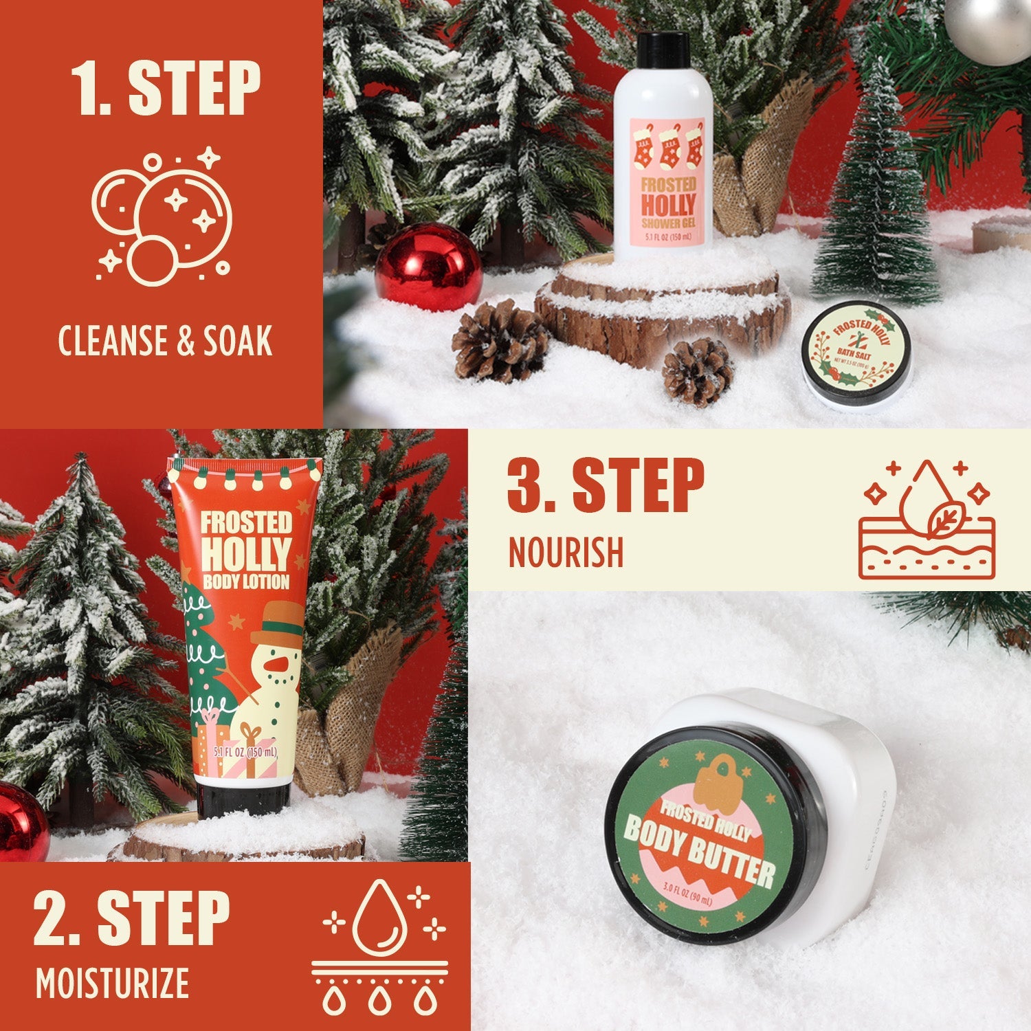 Body & Earth Inc 5 Pcs Christmas Bath Gift Set