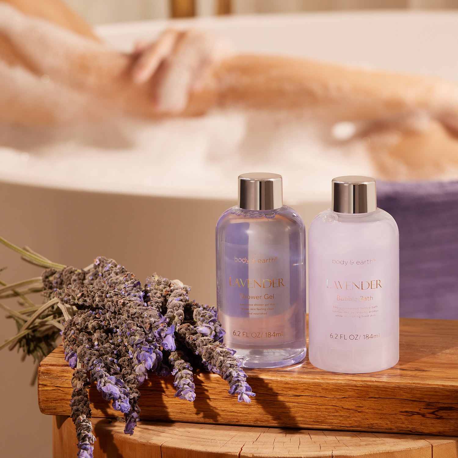 Body & Earth Inc 6 Pcs Lavender Relaxing Bath and Body Set