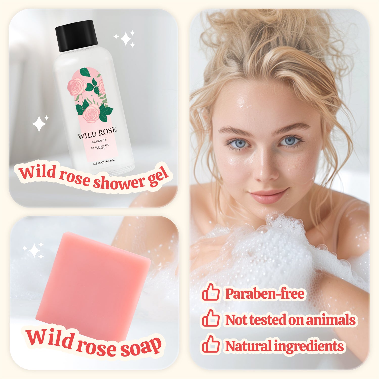Body & Earth Inc 6 Pcs Rose Scent Gift Baskets for Mom