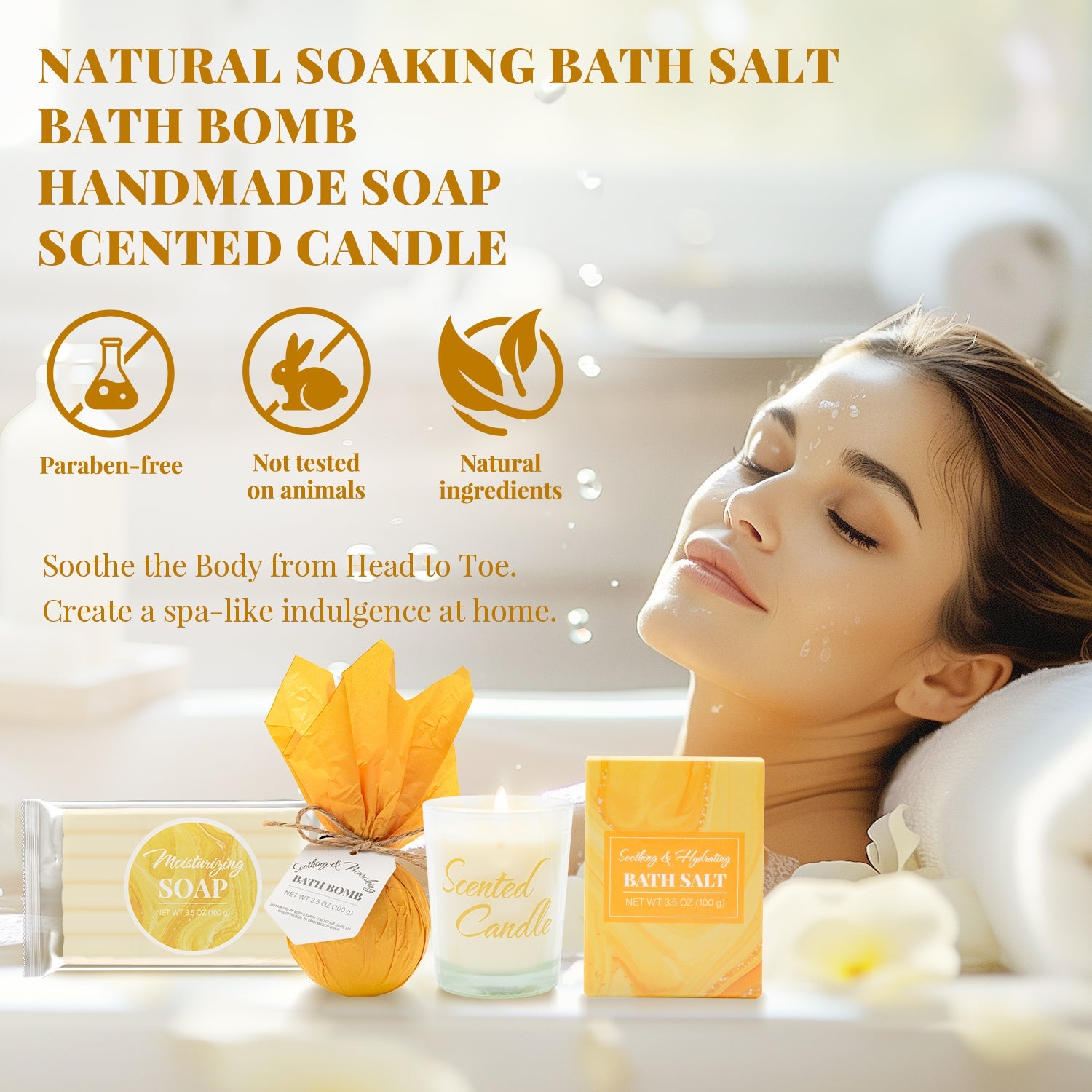 Body & Earth Inc 7 Pcs Vanilla Bath Set Beauty Body Care Spa Kit for Her