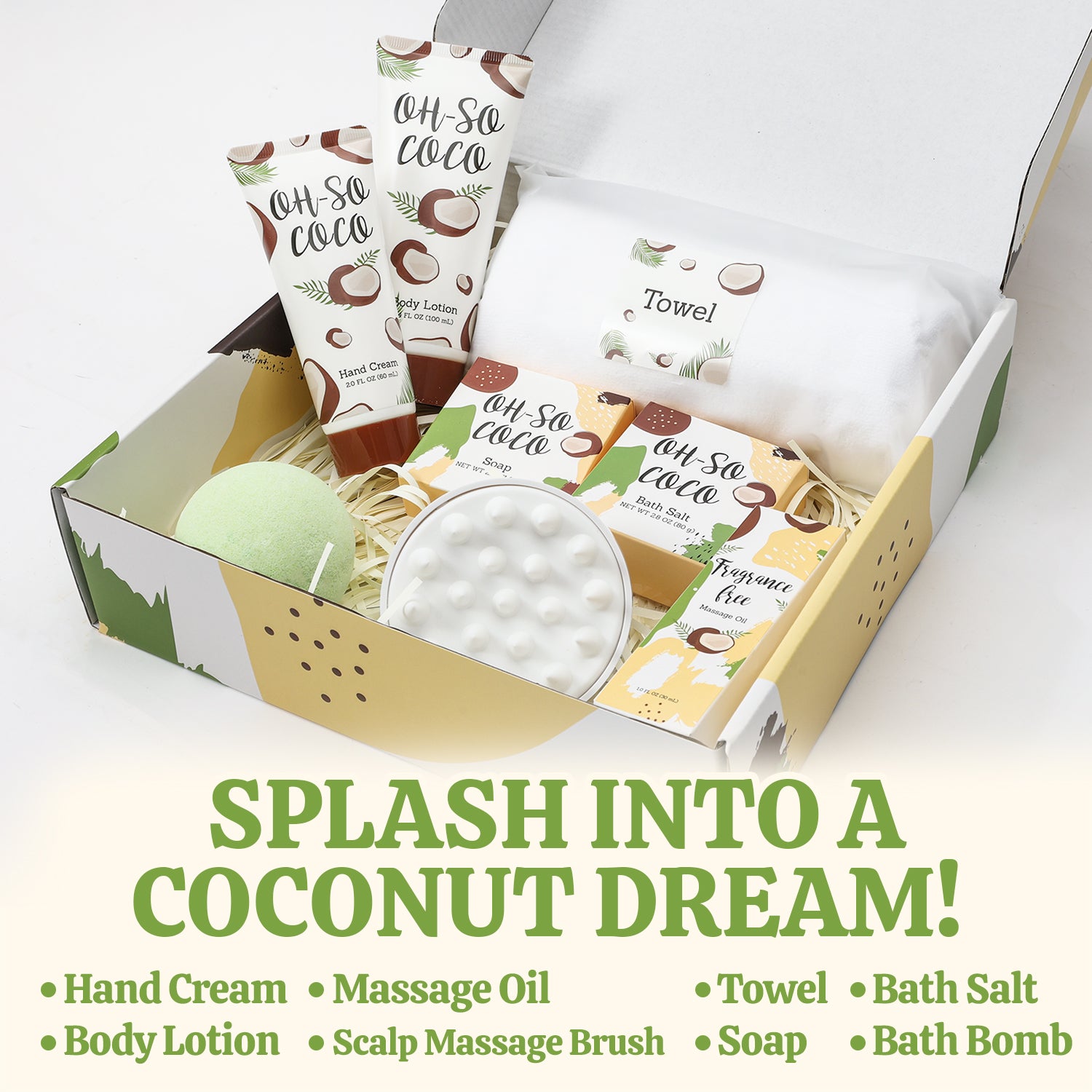 Body & Earth Inc 8 Pcs Coconut Bath Set