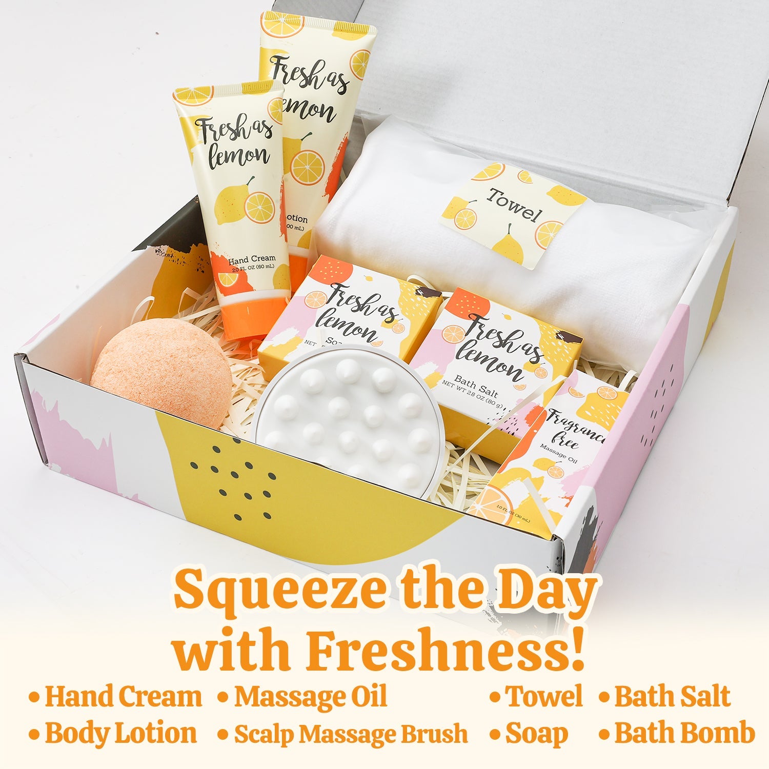Body & Earth Inc 8 Pcs Lemon Bath Spa Gift Box Set
