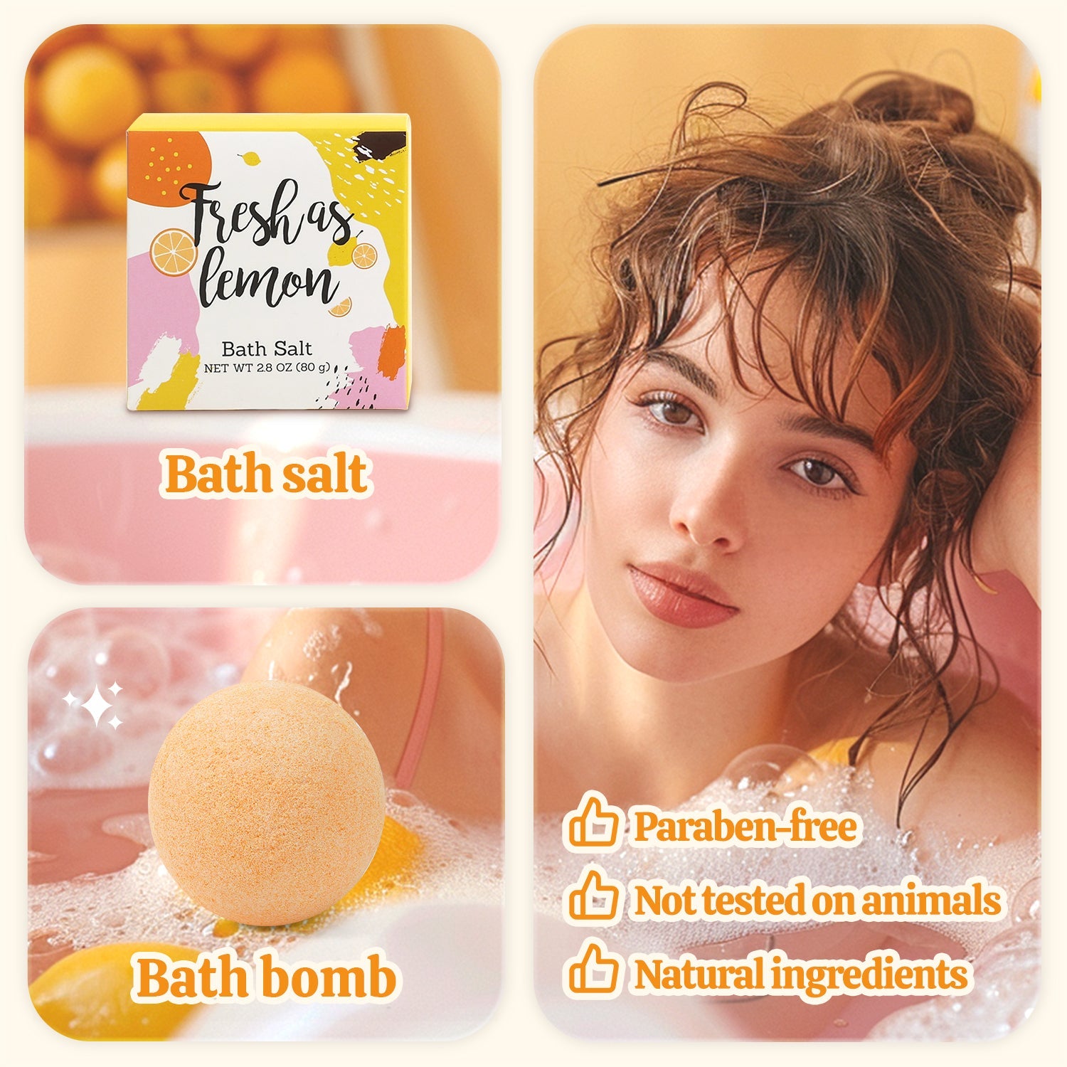 Body & Earth Inc 8 Pcs Lemon Bath Spa Gift Box Set