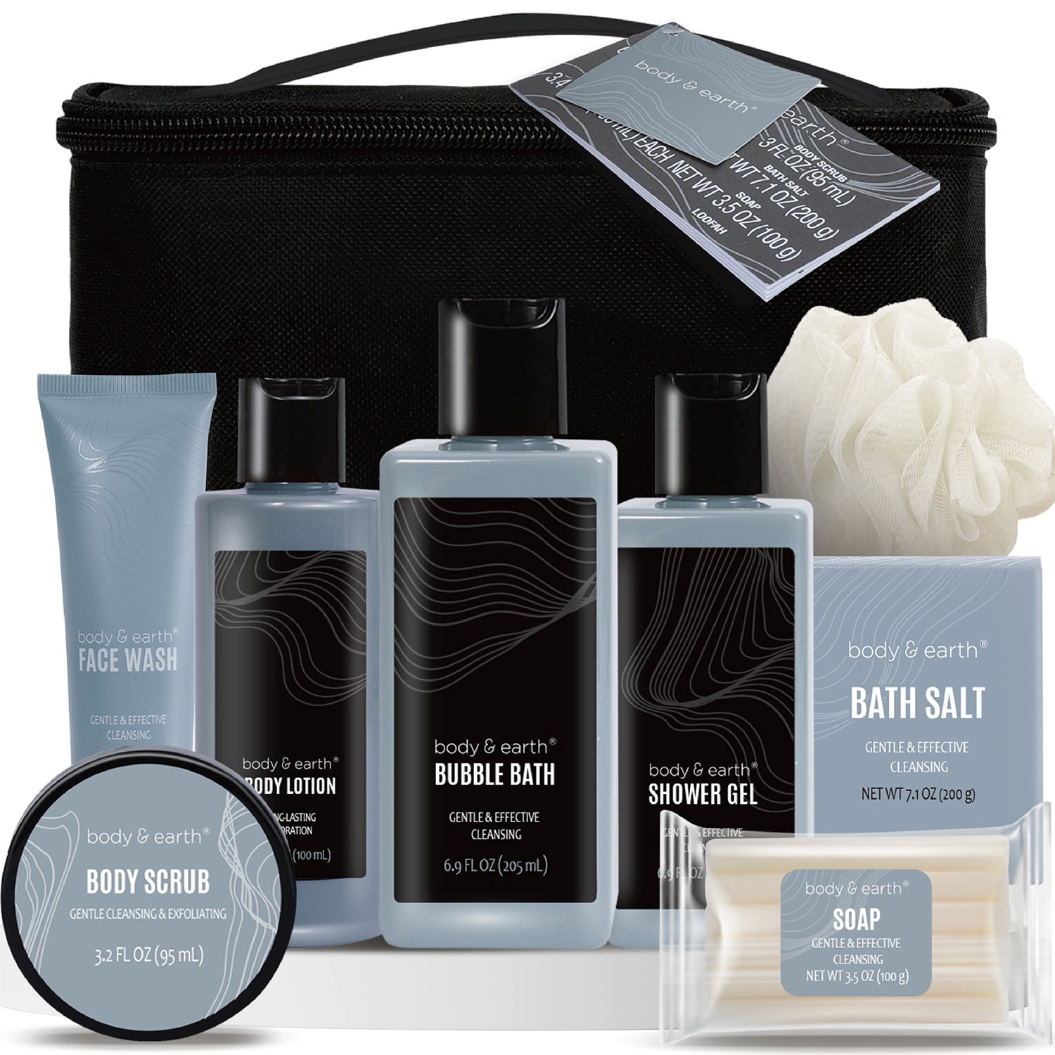 8 Pcs Luxury Men's Bath Set Skin Care Kit Birthday Gifts for Men – Body & Earth Inc
