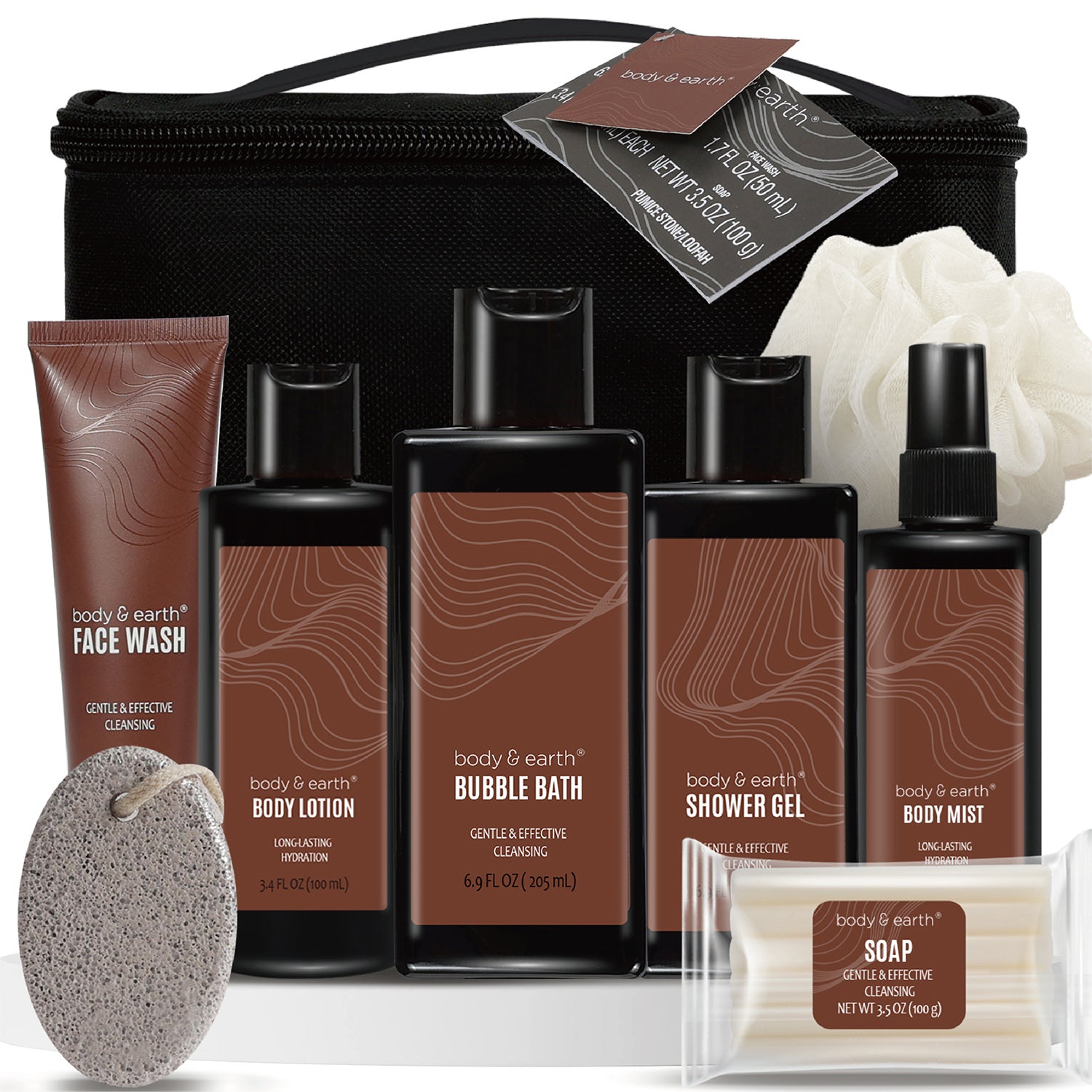 Body & Earth Inc 8 Pcs Luxury Spa Gift Basket Body Wash for Fathers Day Birthday