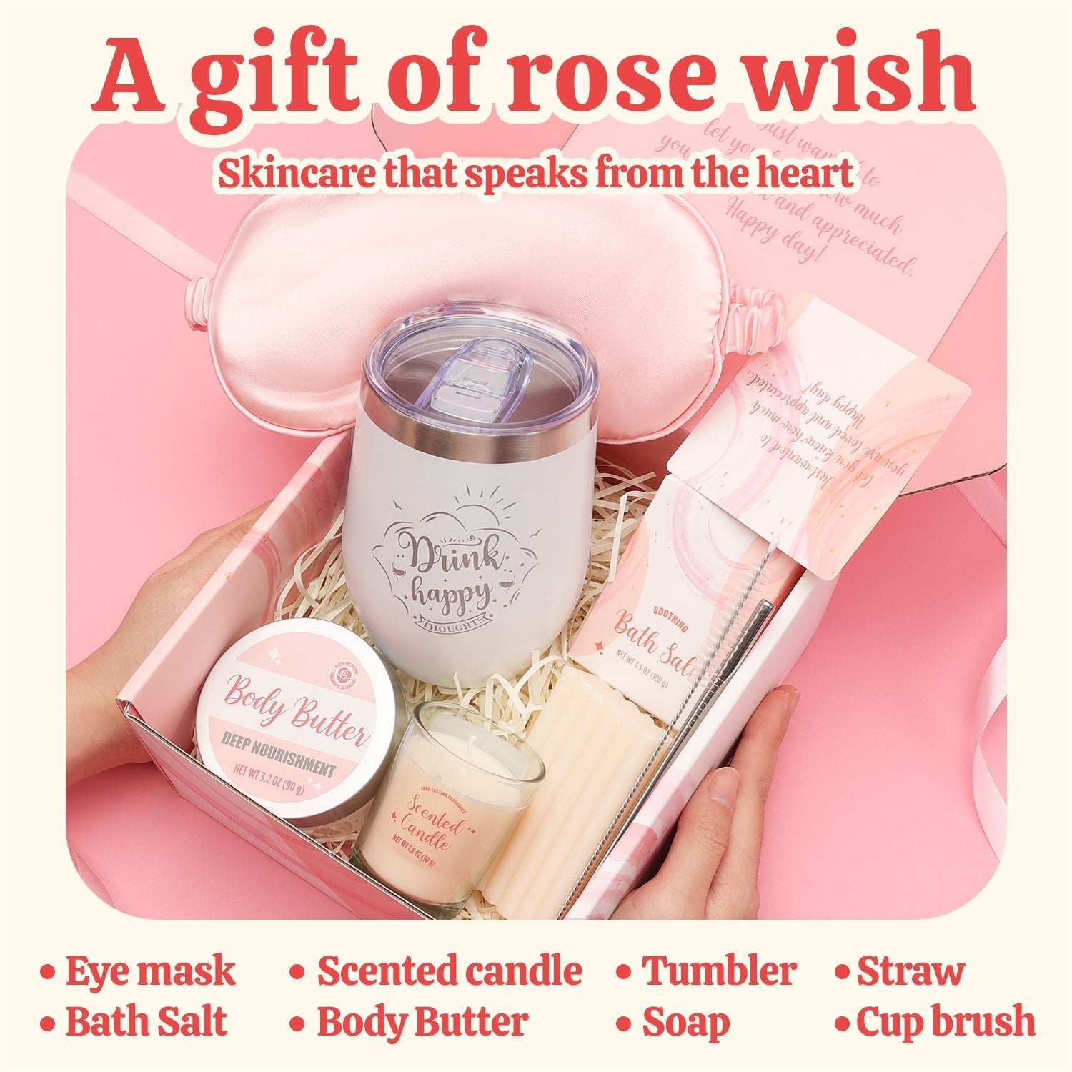Body & Earth Inc BFFLove Personal Care Gifts for Her - 9pcs Rose Bath Set