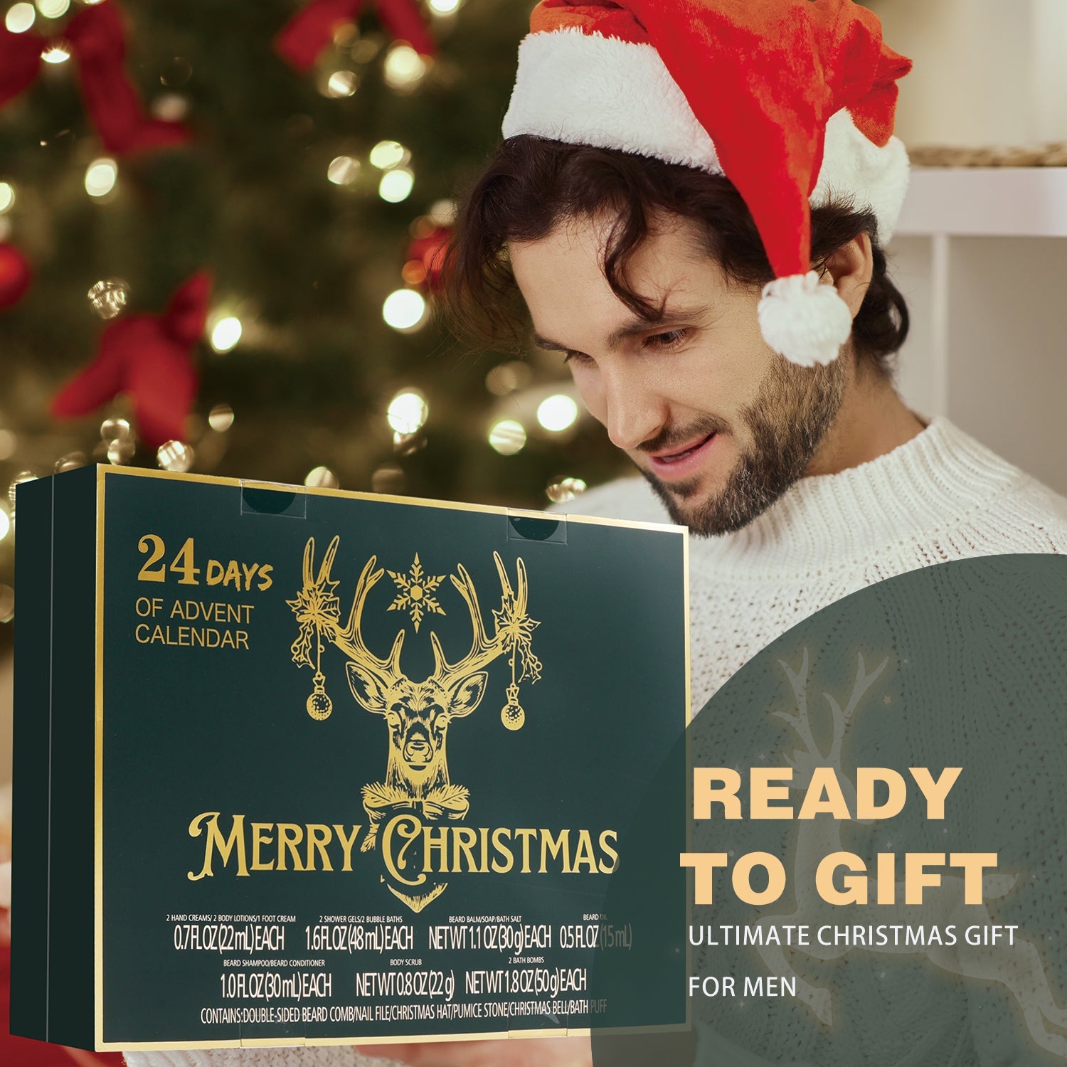 Body & Earth Inc Body & Earth 2025 Advent Calendar - 24 Days of Christmas Gifts Sets for Men, eard Grooming Kits