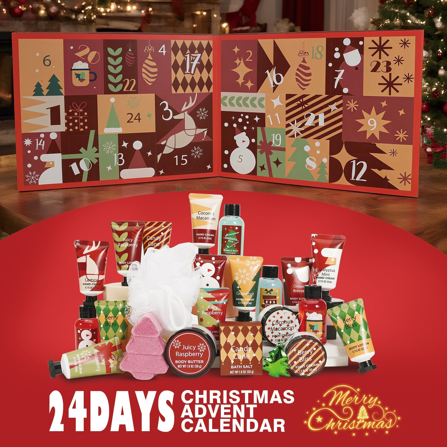 Body & Earth Inc Body & Earth 24 Days Christmas Advent Calendar 2025, Bath Sets Gift Idea for Women Xmas