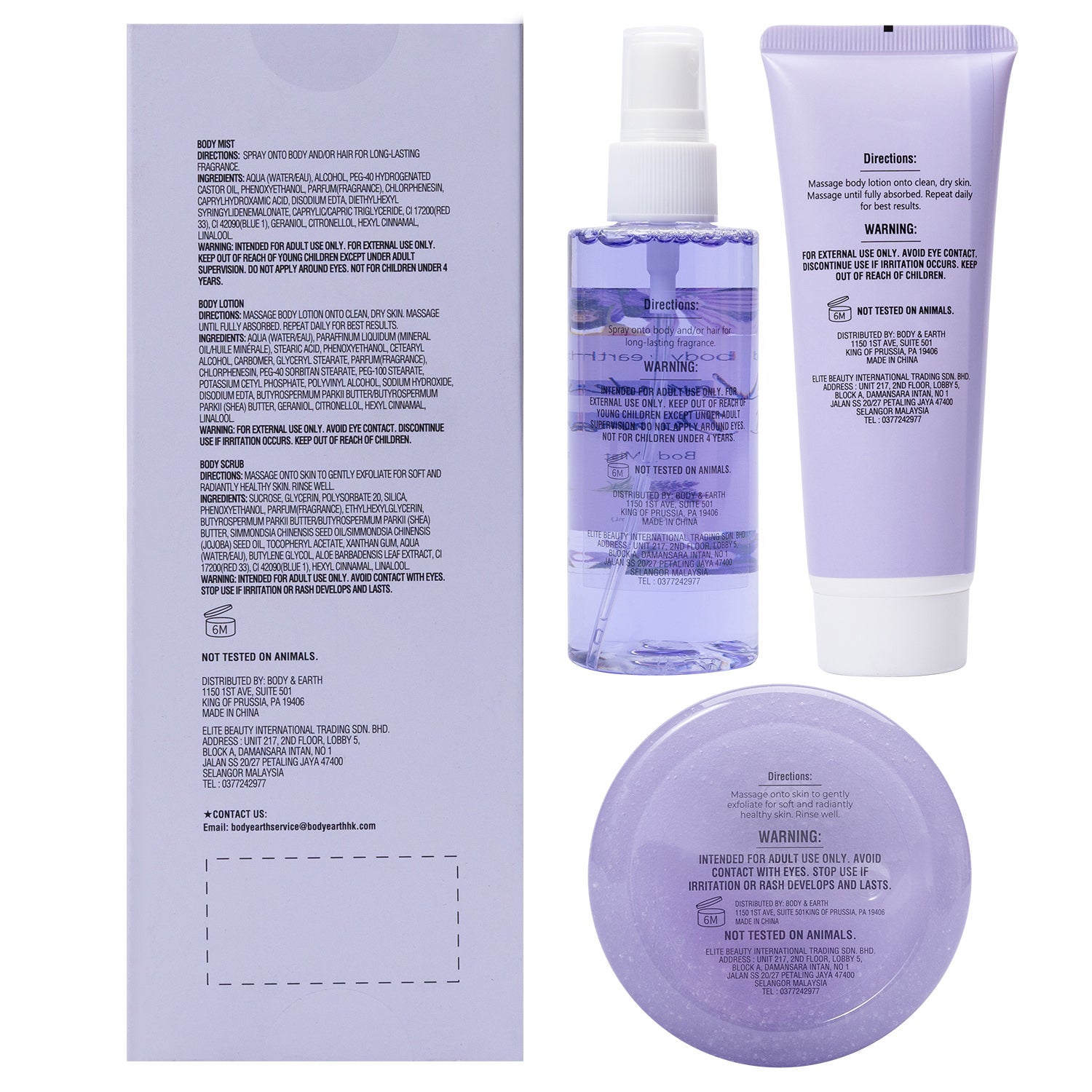 Body & Earth Inc Body Spa Gift Sets for Women Gift with Perfumn Mist, Body Lotion, and Body Scrub