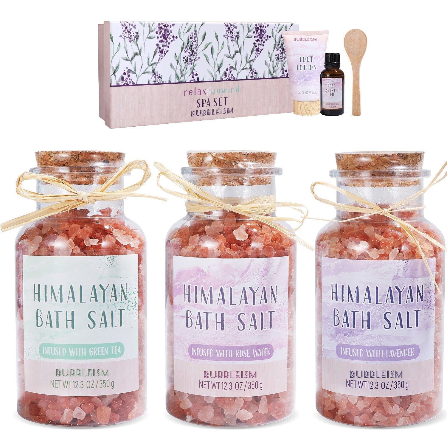 Body & Earth Inc Bubbleism GREEN TEA & ROSE WATER & LAVENDER SPA SET