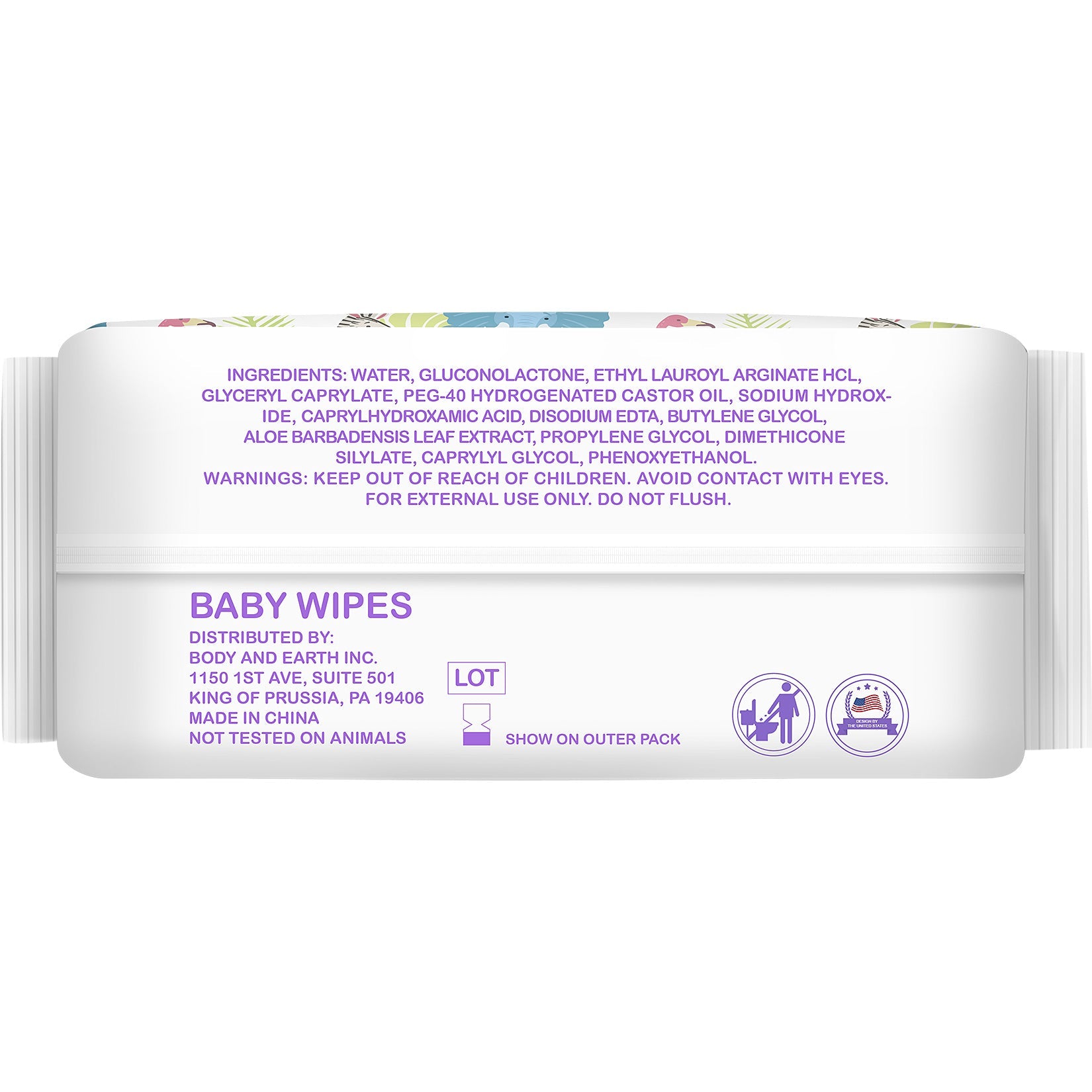 Body & Earth Inc HAPPY BUM Baby Wet Wipes, Baby Water Wipes Unscented, 8 Packs, 640 Count