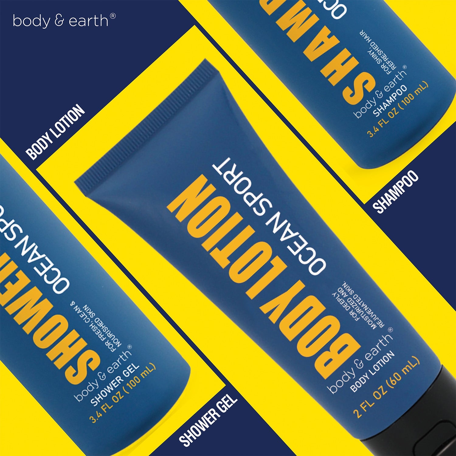 Body & Earth Inc Ocean Sport Fresh Body Wash & Lotion & Shampoo for Men Birthday Gifts