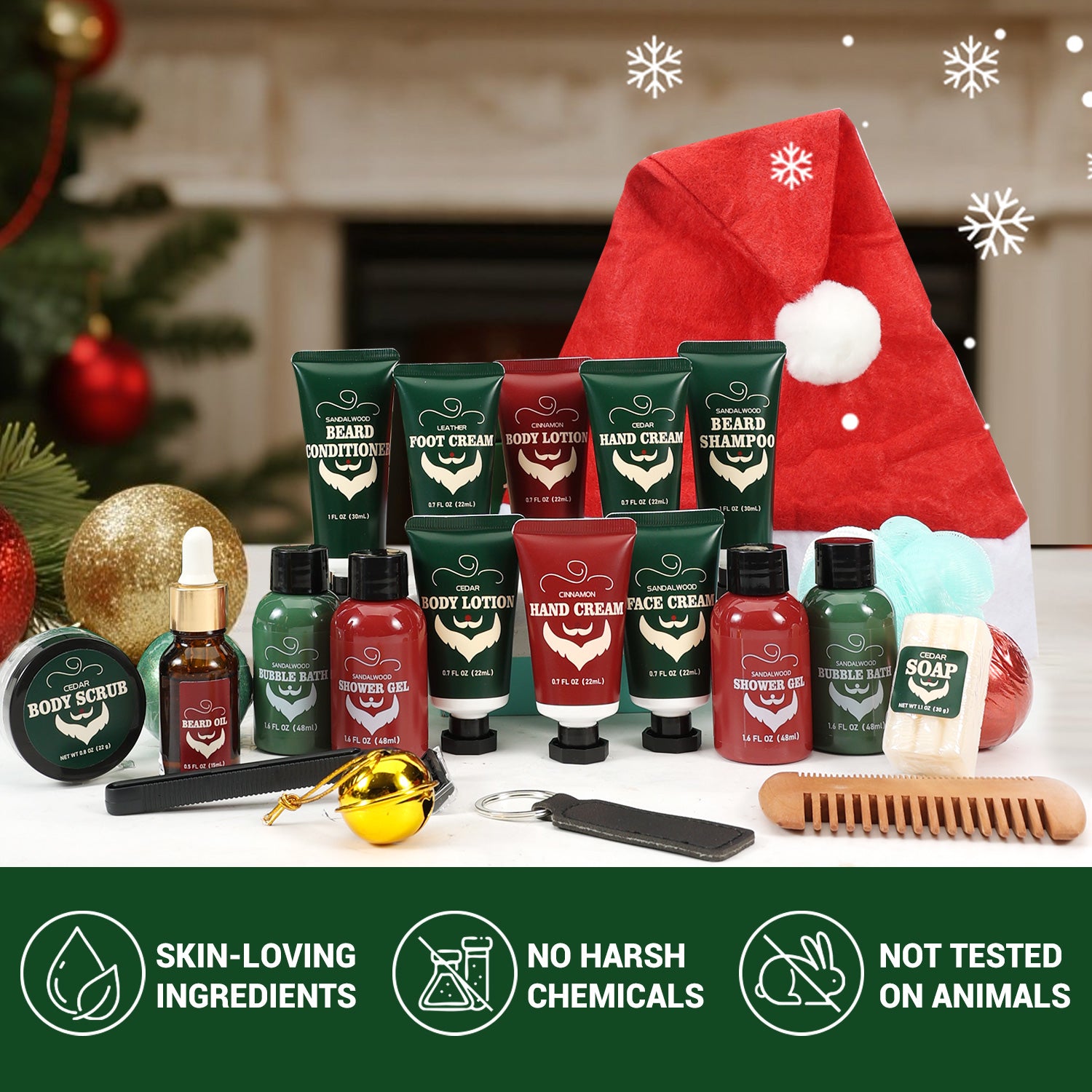 Body & Earth Inc Rinse & Robust Beard Grooming Advent Calendar 2025 for Men Christmas Gift Sets