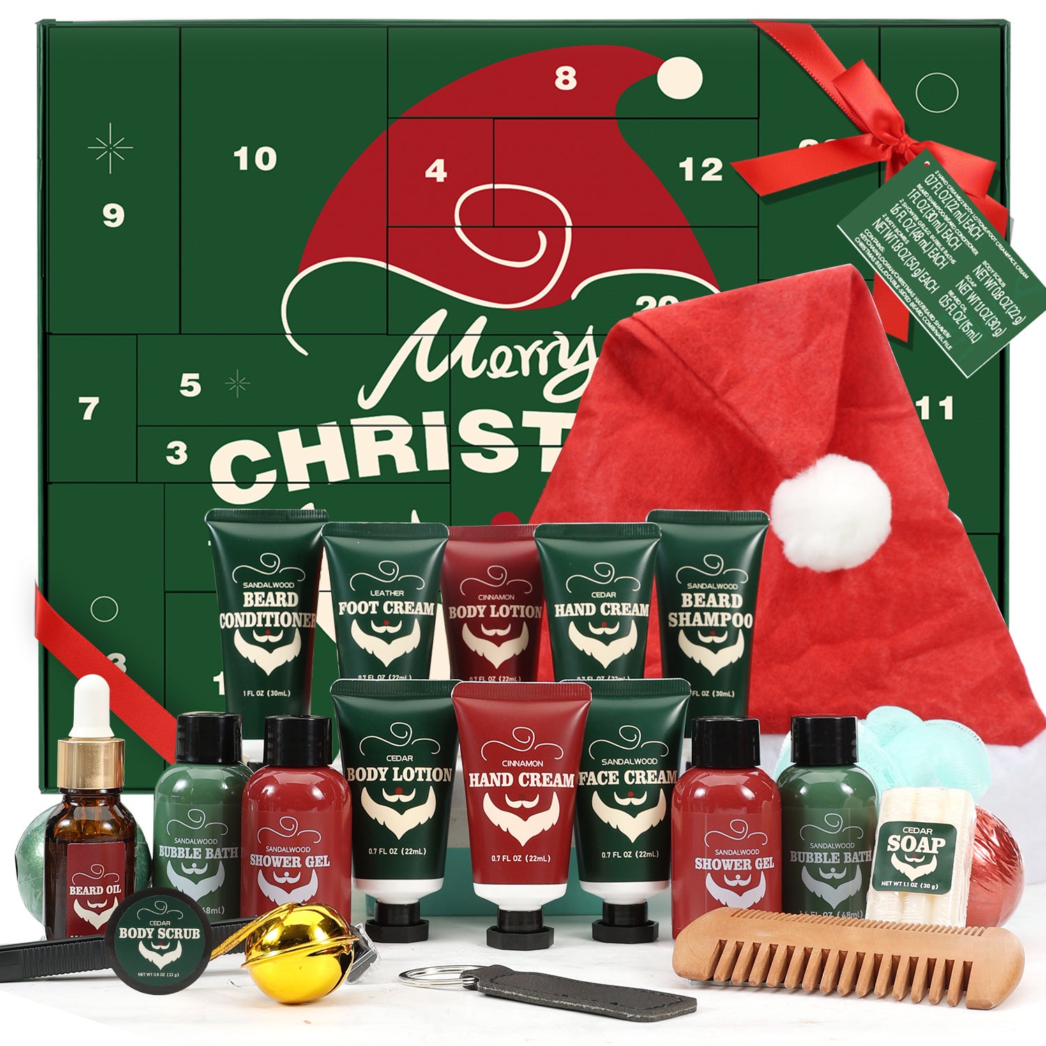 Body & Earth Inc Rinse & Robust Beard Grooming Advent Calendar 2025 for Men Christmas Gift Sets