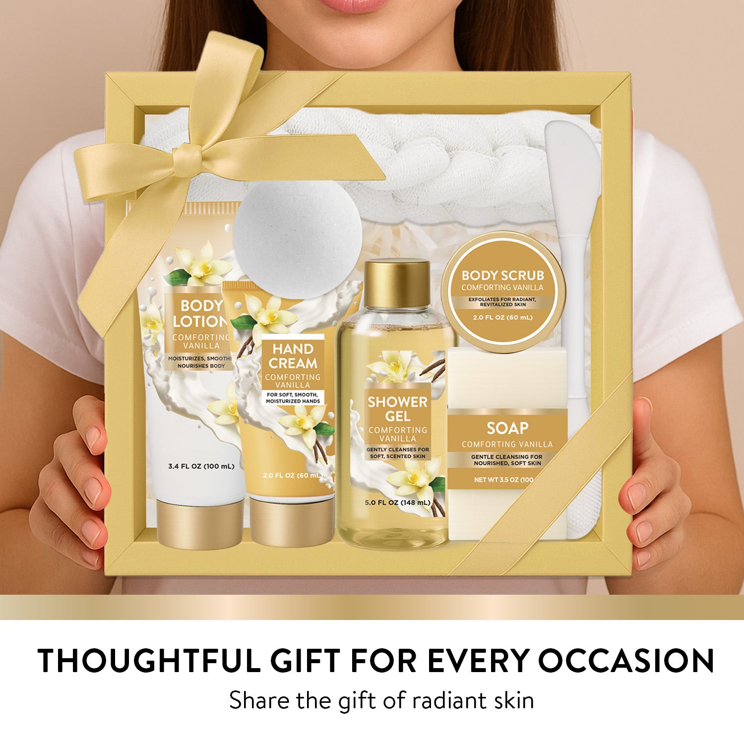 Body & Earth Inc Spa Luxetique Bath and Body Gift Sets for Women, 8 Pcs Vanilla Scent Self Care Kits