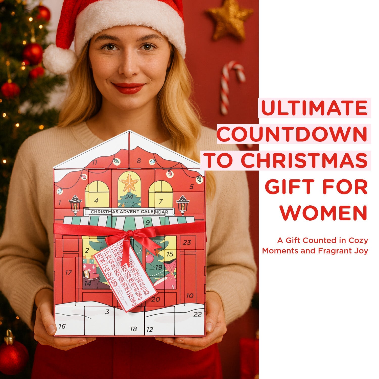 Body & Earth Inc Spa Luxetique Christmas Advent Calendar 2025, Holiday Gift Baskets Bath ans Body Sets for Women