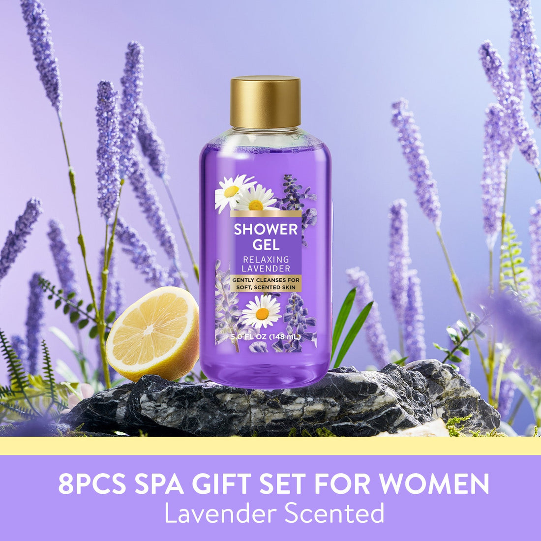 Body & Earth Inc Spa Luxetique Gift Sets for Women, 8 Pcs Relaxing Lavender Baskets for Birthday