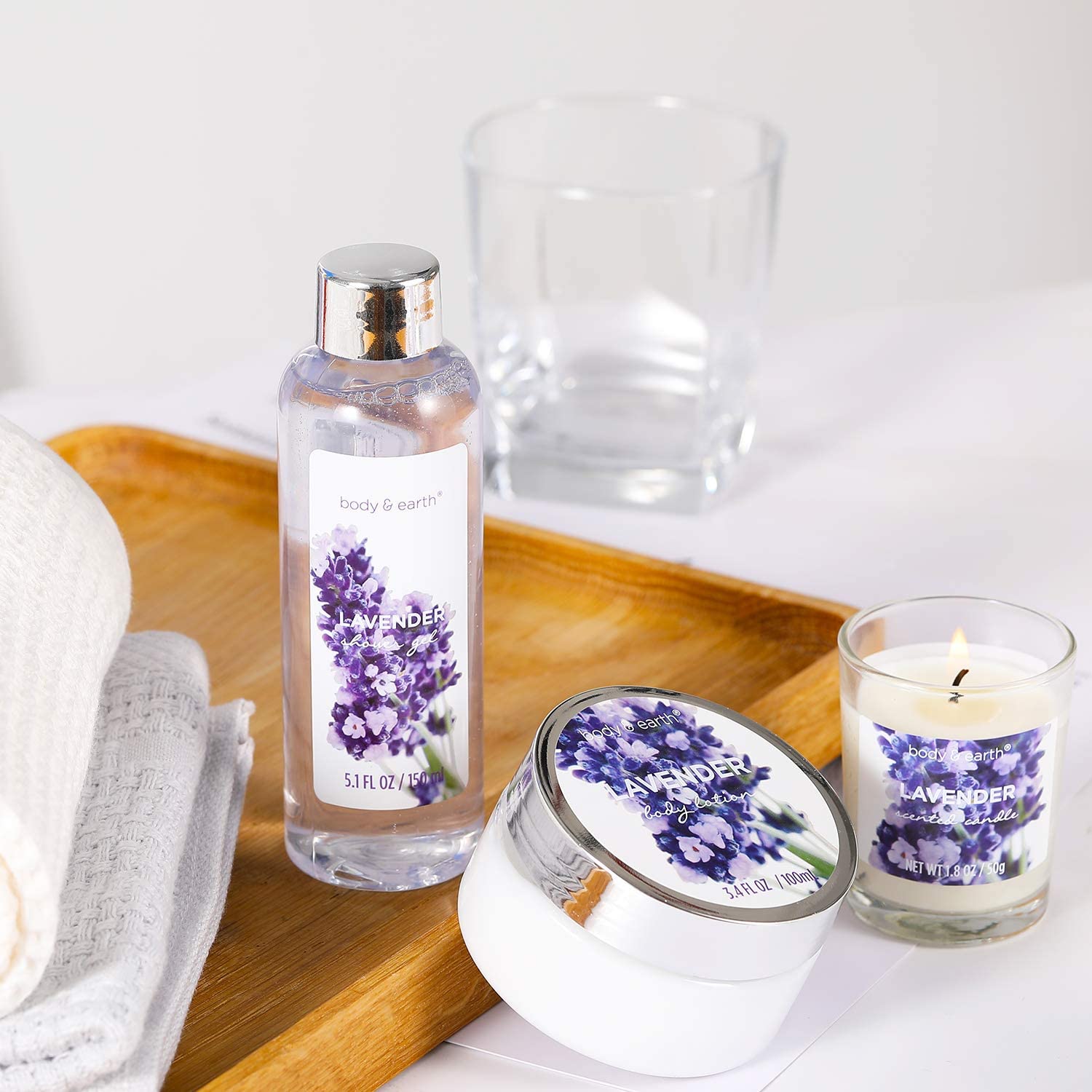 Body & Earth Gift Sets Lavender Home Spa Bathtub Gift Set