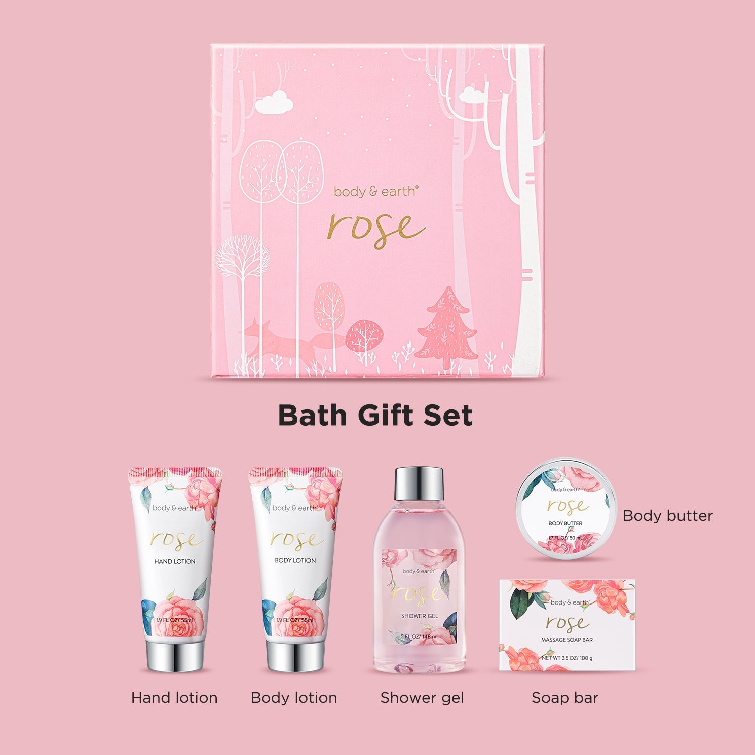 Body & Earth Gift Sets Rose Bath Spa Gift Box