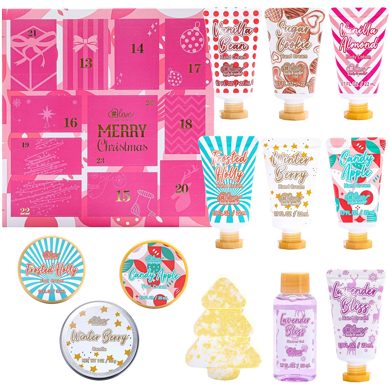 Body & Earth Love Gift Sets 12pcs Bath Set Advent Calendar