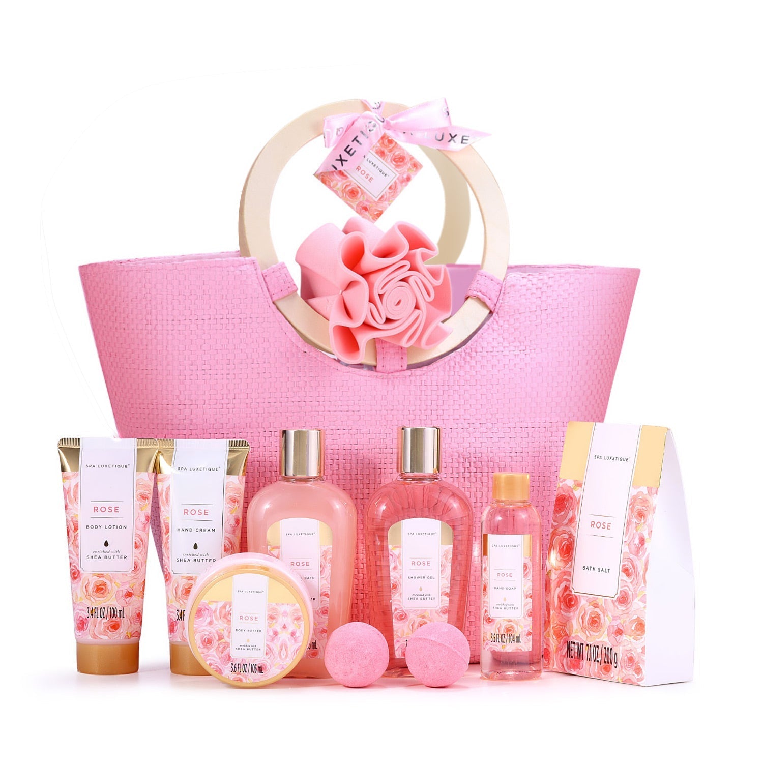 Spa Luxetique Gift Sets Rose Everyday Bath Set Tote