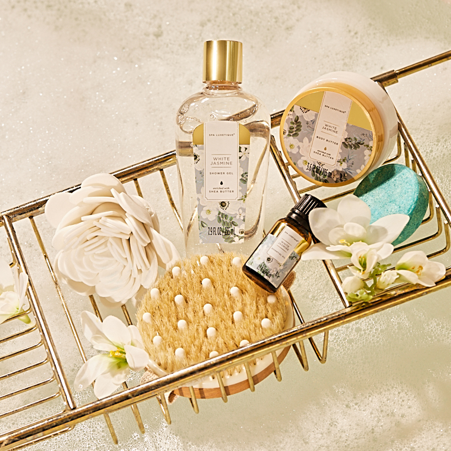Spa Luxetique Gift Sets White Jasmine Fashion Bath Set Tote