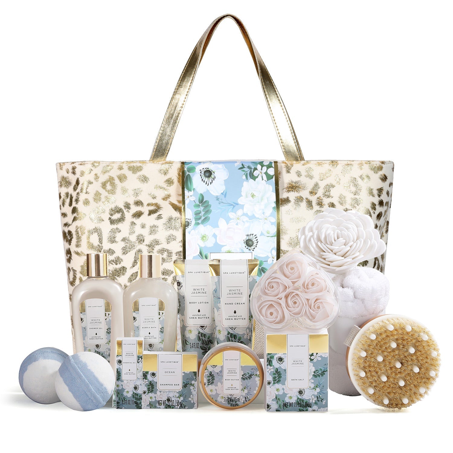 Spa Luxetique Gift Sets White Jasmine Fashion Bath Set Tote