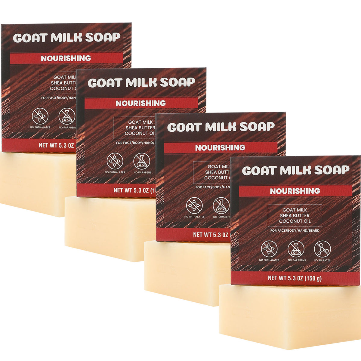 Rinse &amp; Robust Soap Bars Gift Sets Hands &amp; Body Cleansing for Men, Goat Milk Scent 4-Pack