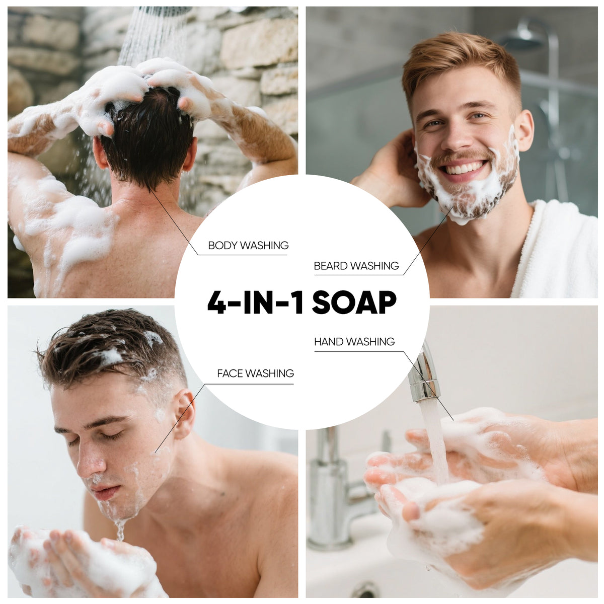 Rinse &amp; Robust Soap Bars Gift Sets Hands &amp; Body Cleansing for Men, Goat Milk Scent 4-Pack