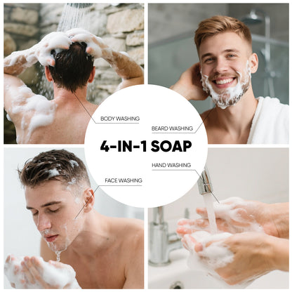 Rinse &amp; Robust Soap Bars Gift Sets Hands &amp; Body Cleansing for Men, Goat Milk Scent 4-Pack