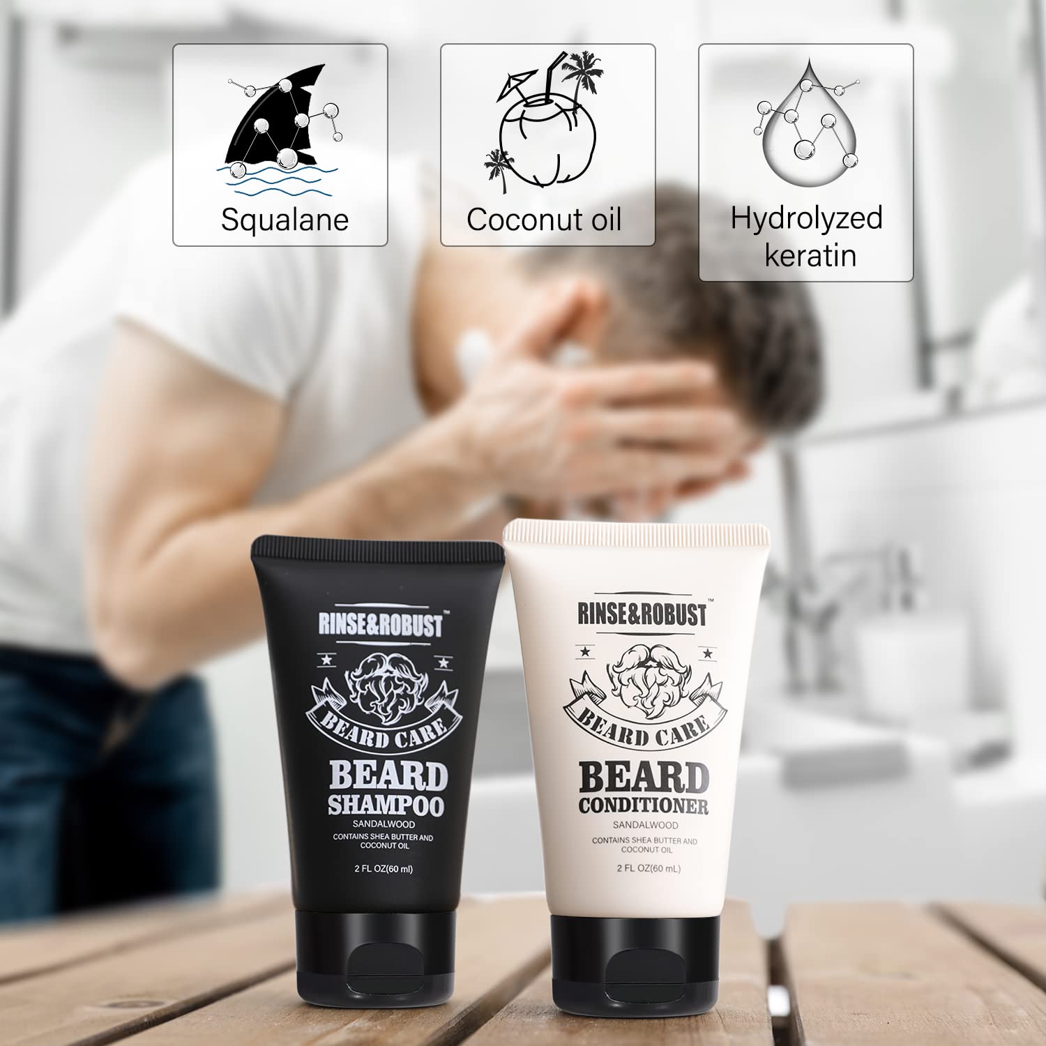 Body &amp; Earth Bar Soap Beard Care Grooming Kit with Wash &amp; Conditioner &amp; Traveling Bag, Gift Sets for Men