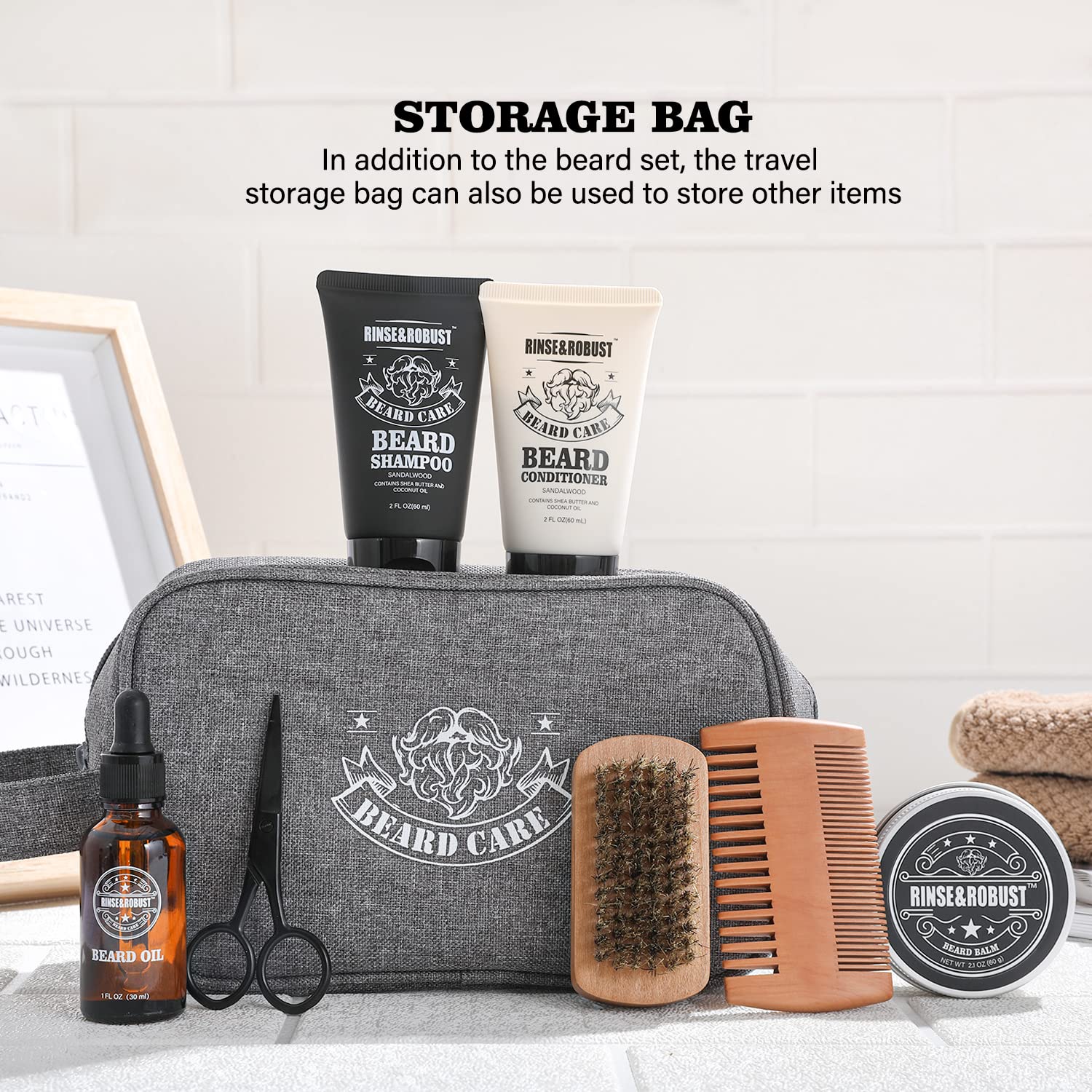 Body &amp; Earth Bar Soap Beard Care Grooming Kit with Wash &amp; Conditioner &amp; Traveling Bag, Gift Sets for Men