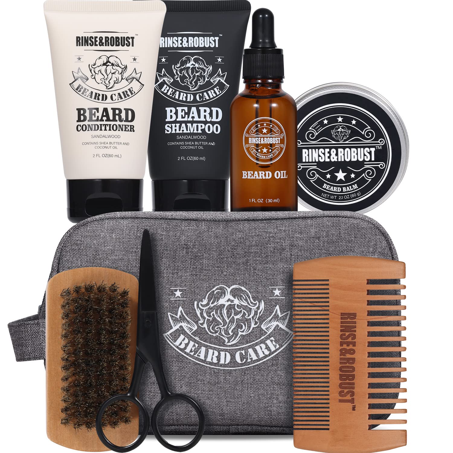 Body &amp; Earth Bar Soap Beard Care Grooming Kit with Wash &amp; Conditioner &amp; Traveling Bag, Gift Sets for Men