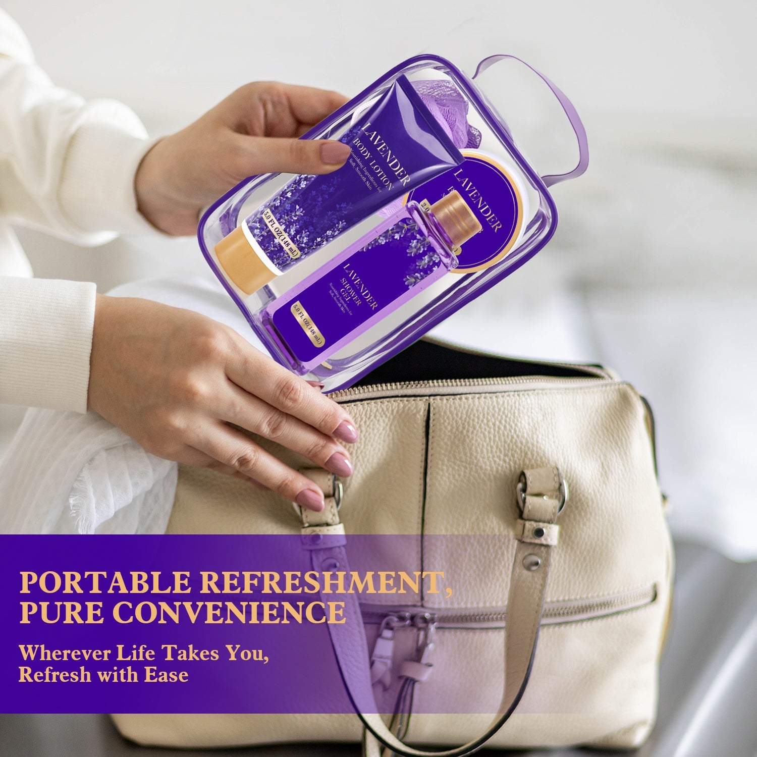 Body &amp; Earth Bath Sets Body &amp; Earth Bath Gift Sets for Women with Travel Bag, Lavender Scent for Mother&