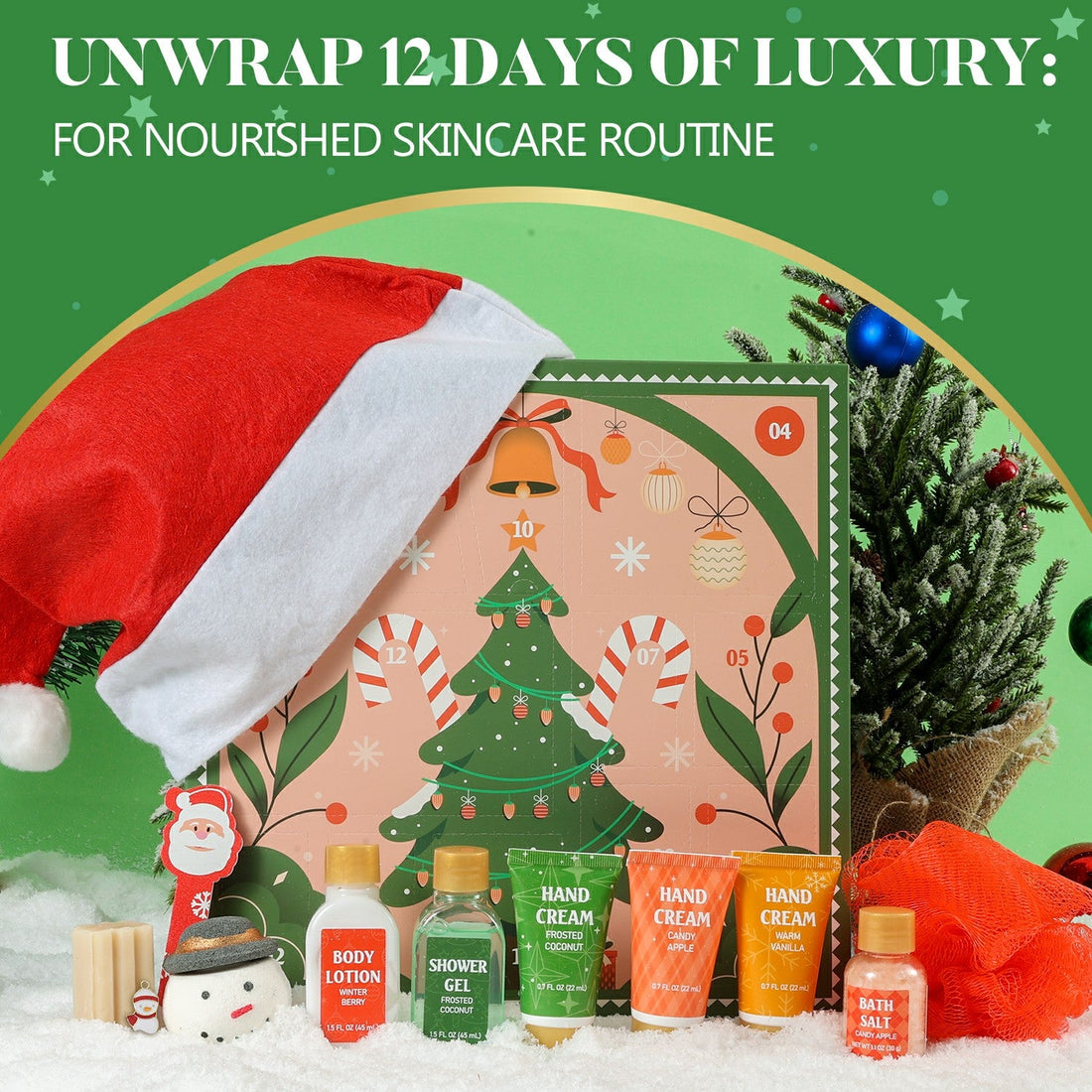 Body &amp; Earth Christmas Gift Sets 12 Pcs Advent Calendar Bath Sets