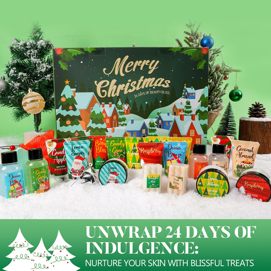 Body & Earth Christmas Gift Sets 24 pcs Xmas Countdown Advent Calendar Gift Baskets Set