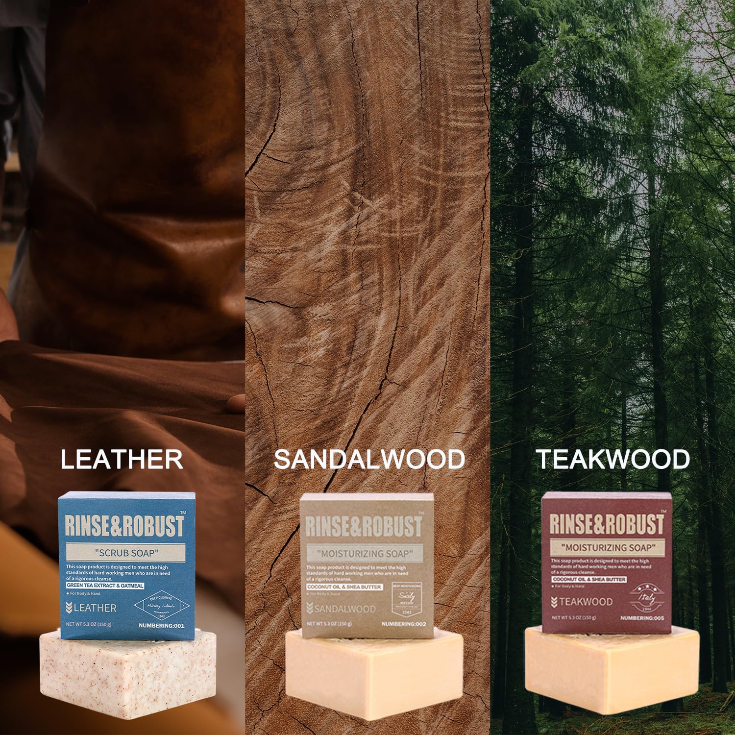 Body &amp; Earth Inc 3Pack Handmade Natural Soap Bar Set