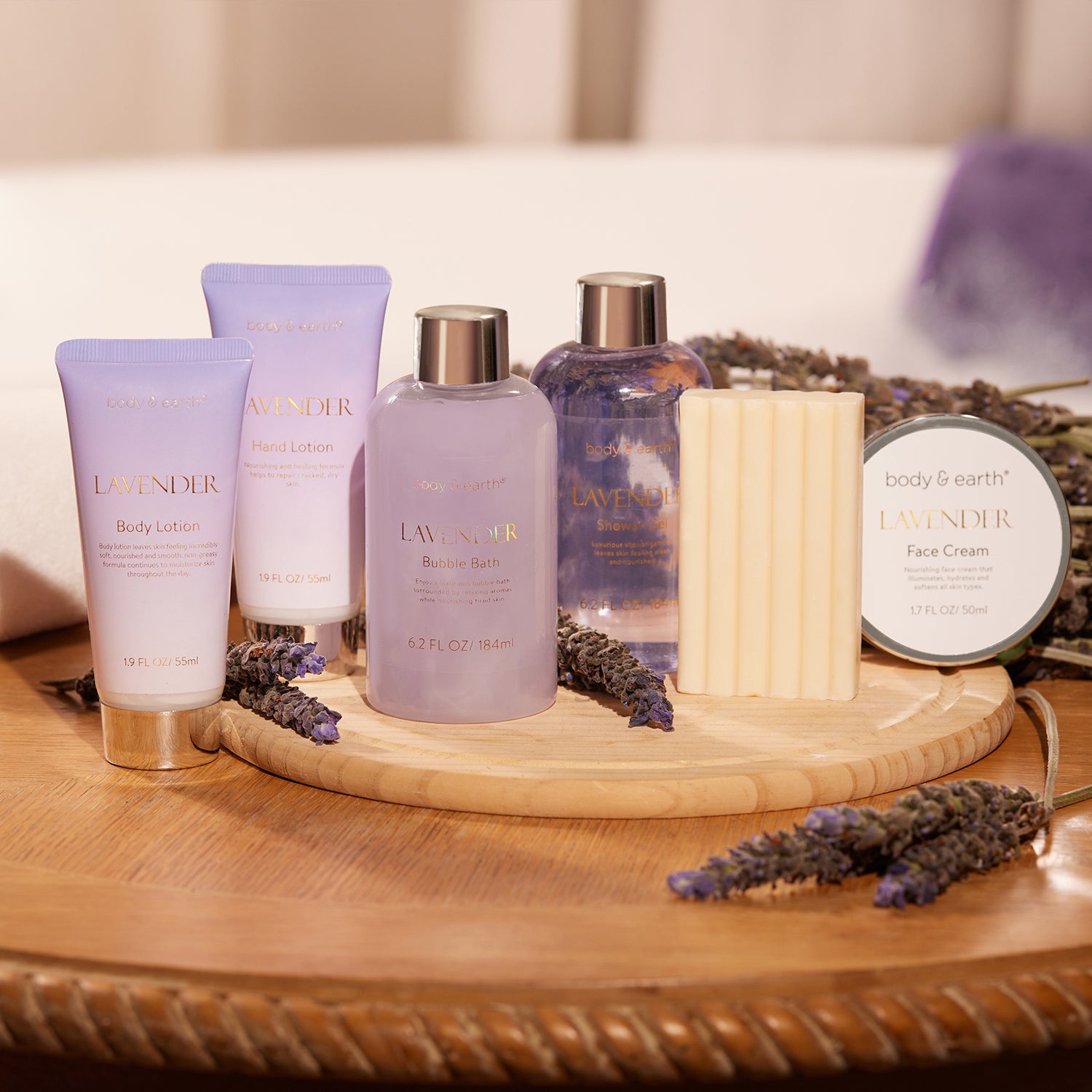 Body &amp; Earth Inc 6 Pcs Lavender Relaxing Bath and Body Set