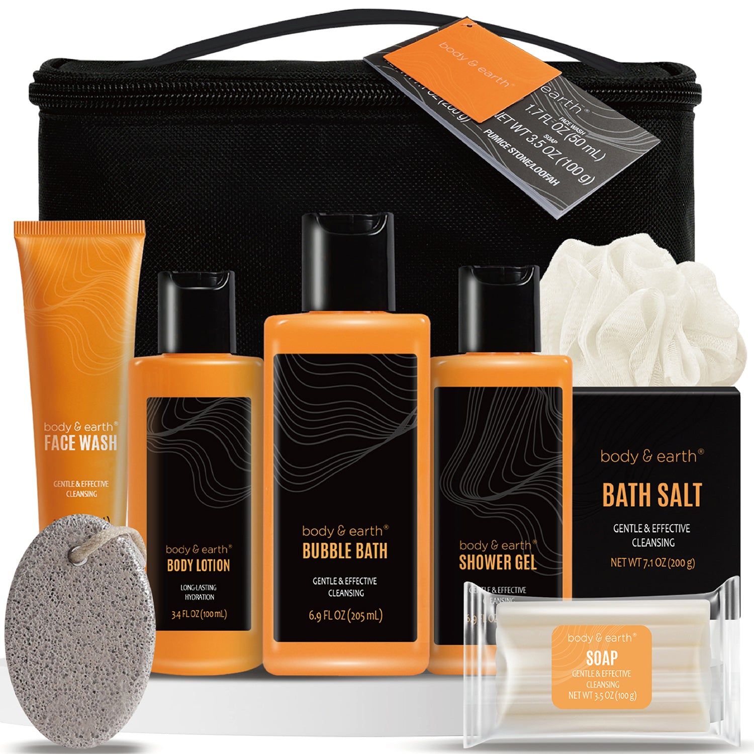 Body &amp; Earth Inc 8pcs Citrus Scented Bath &amp; Body Set Relaxing Birthday Gifts for Fathers Day