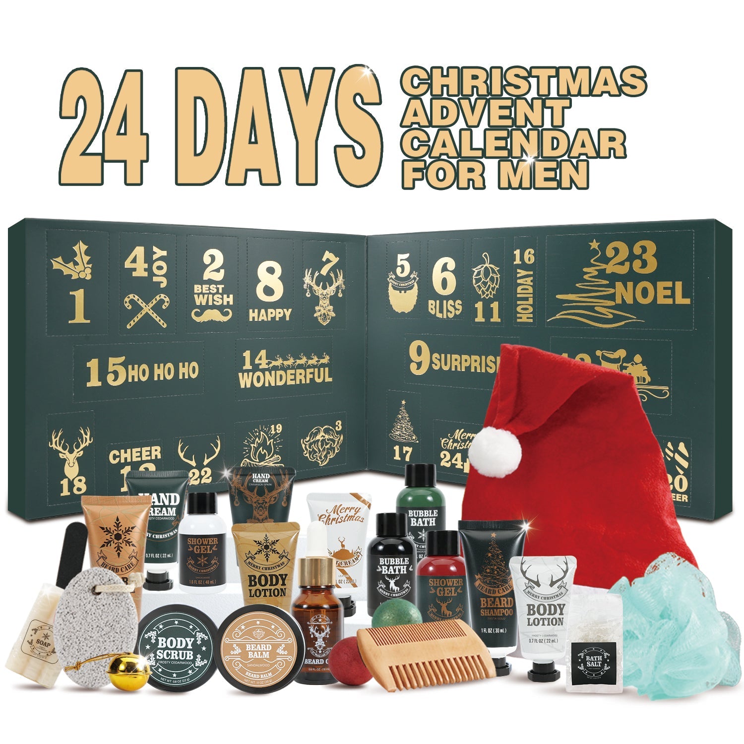 Body &amp; Earth Inc Body &amp; Earth 2025 Advent Calendar - 24 Days of Christmas Gifts Sets for Men, eard Grooming Kits