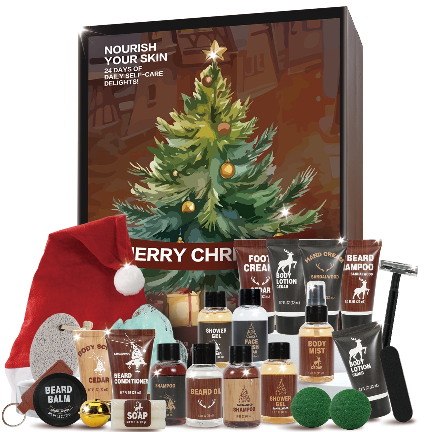 Body &amp; Earth Inc Body &amp; Earth Advent Calendar 2025 for Men Christmas Gift Sets - Beard Grooming Kits